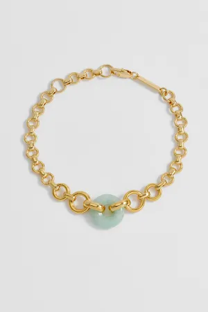 Green Quartz Graduated Link T-Bar Bracelet
