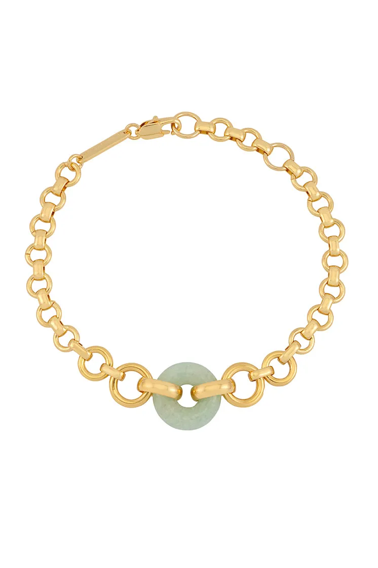 Green Quartz Graduated Link T-Bar Bracelet