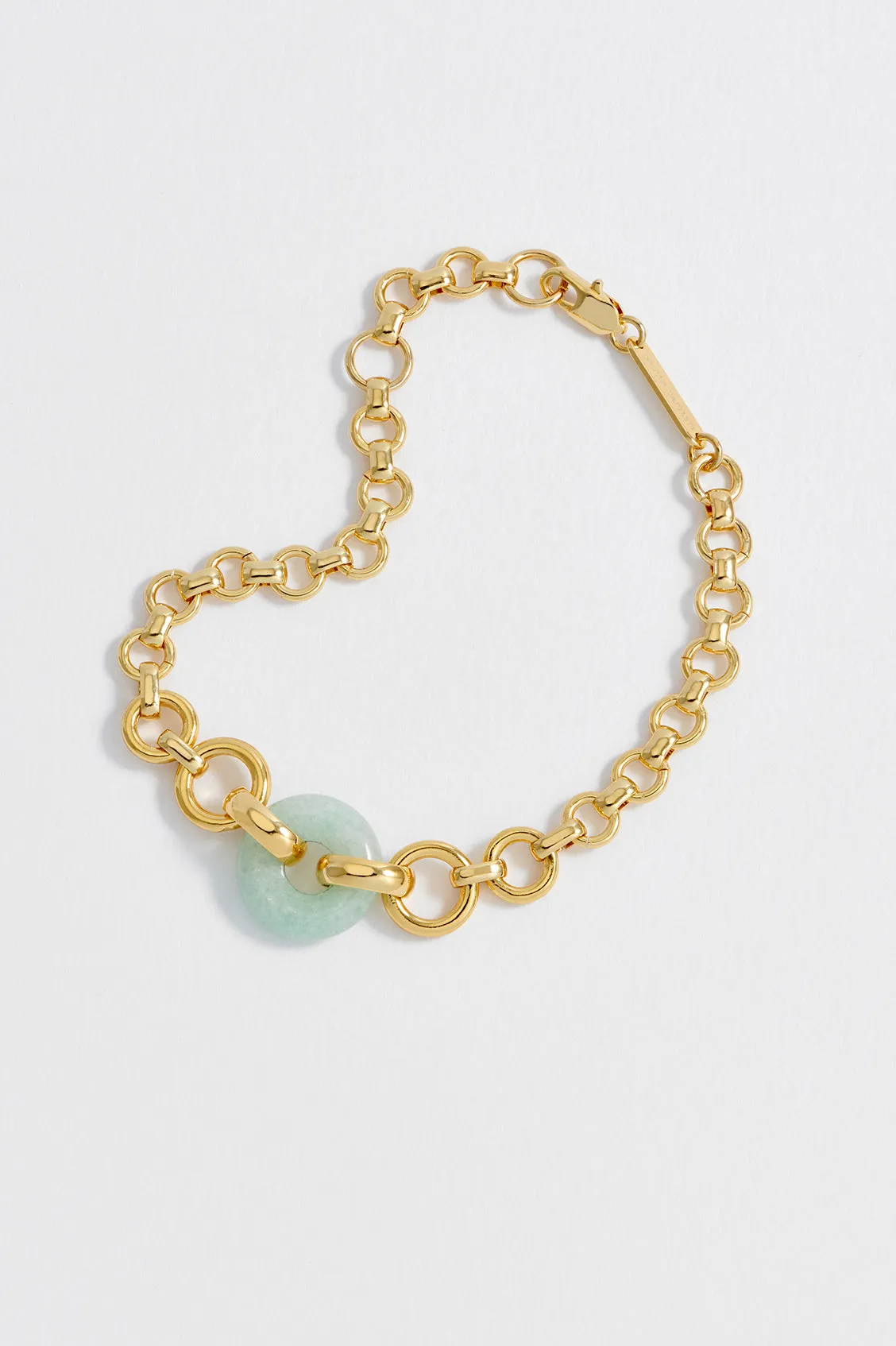 Green Quartz Graduated Link T-Bar Bracelet