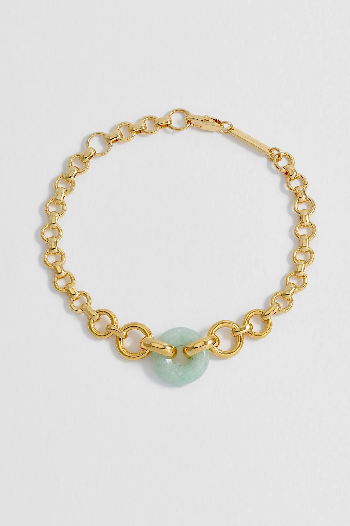 Green Quartz Graduated Link T-Bar Bracelet