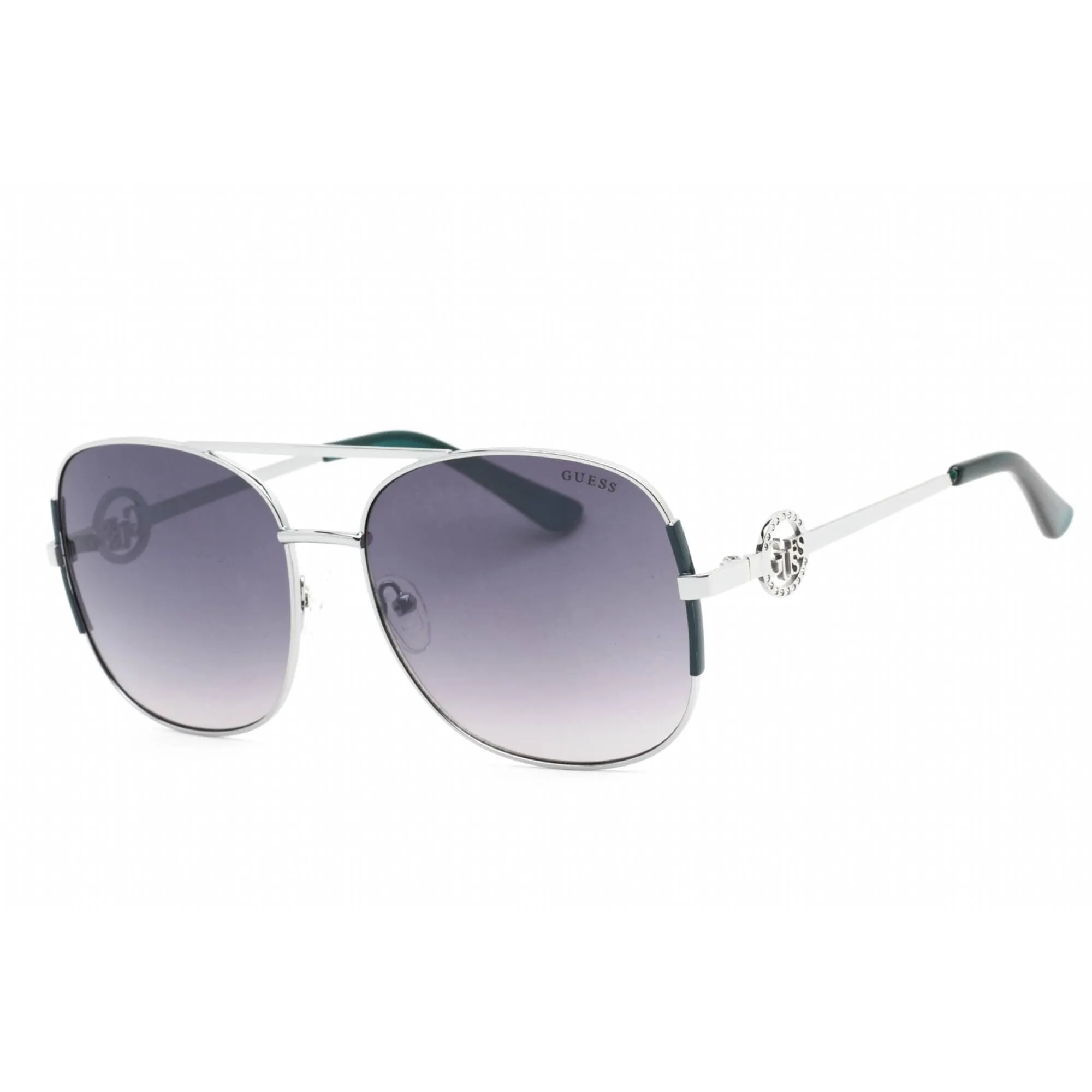 Guess Factory Women's Sunglasses - Shiny Light Nickeltin Metal Aviator | GF6127 10C