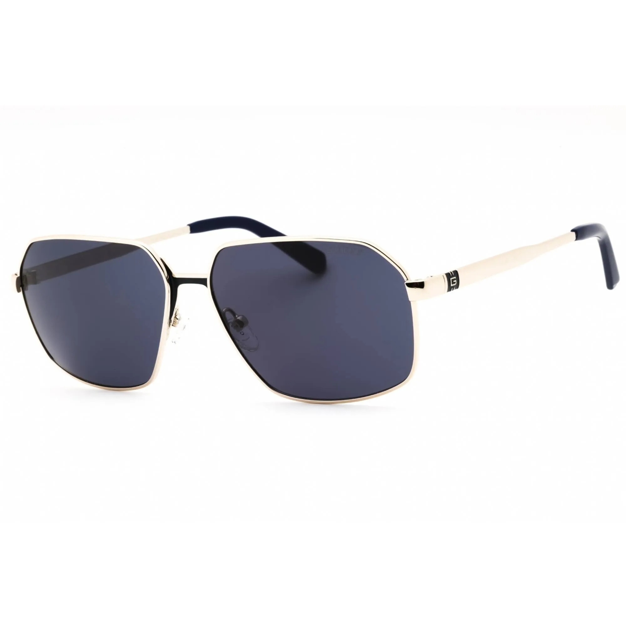Guess Men's Sunglasses - Gold Metal Geometric Frame Blue Lens | GU00071 32V