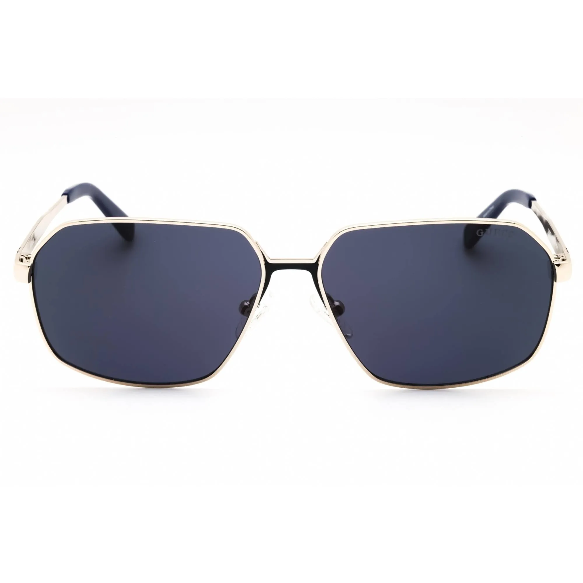 Guess Men's Sunglasses - Gold Metal Geometric Frame Blue Lens | GU00071 32V