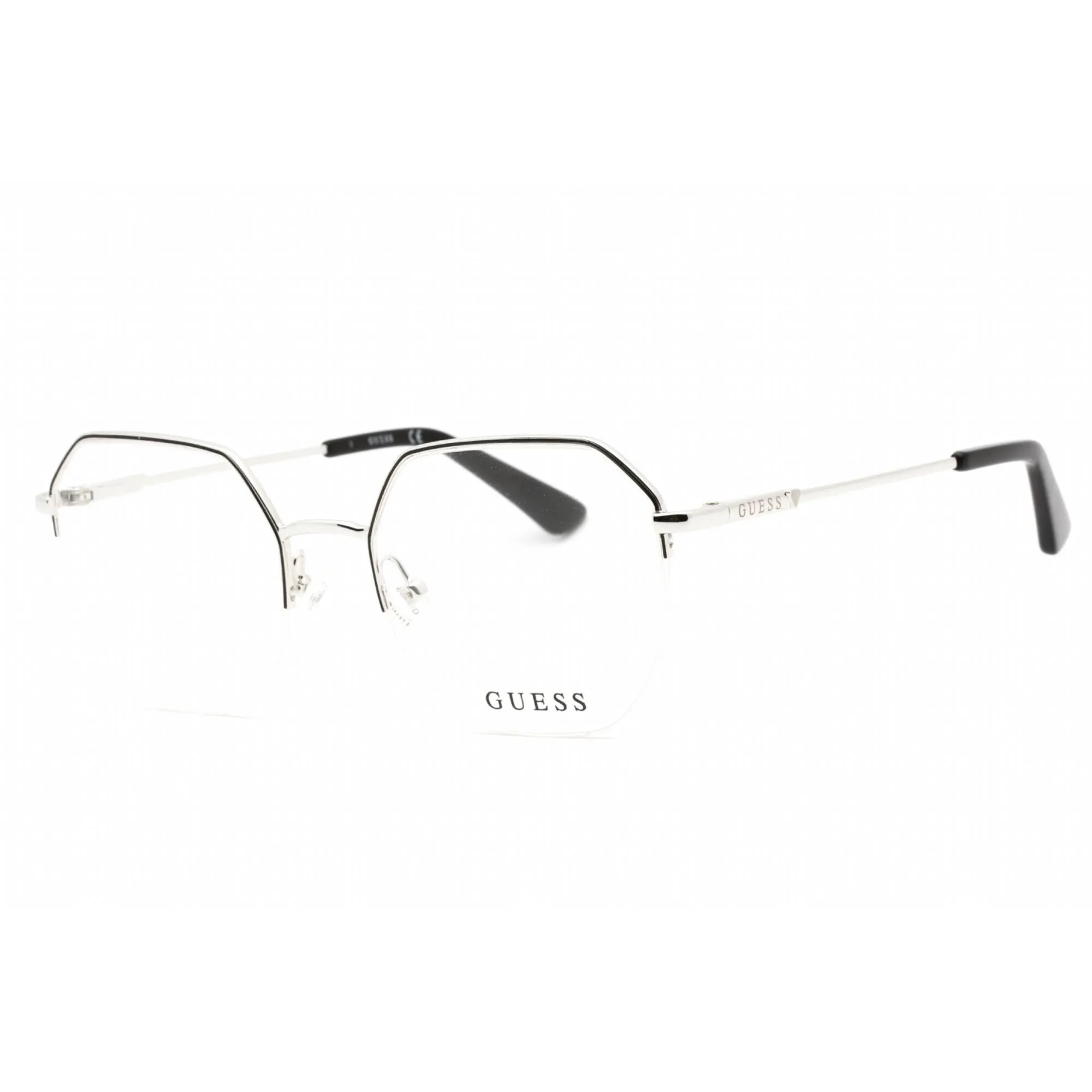 Guess Women's Eyeglasses - Clear Demo Lens Black/Silver Geometric Frame | GU2935 005
