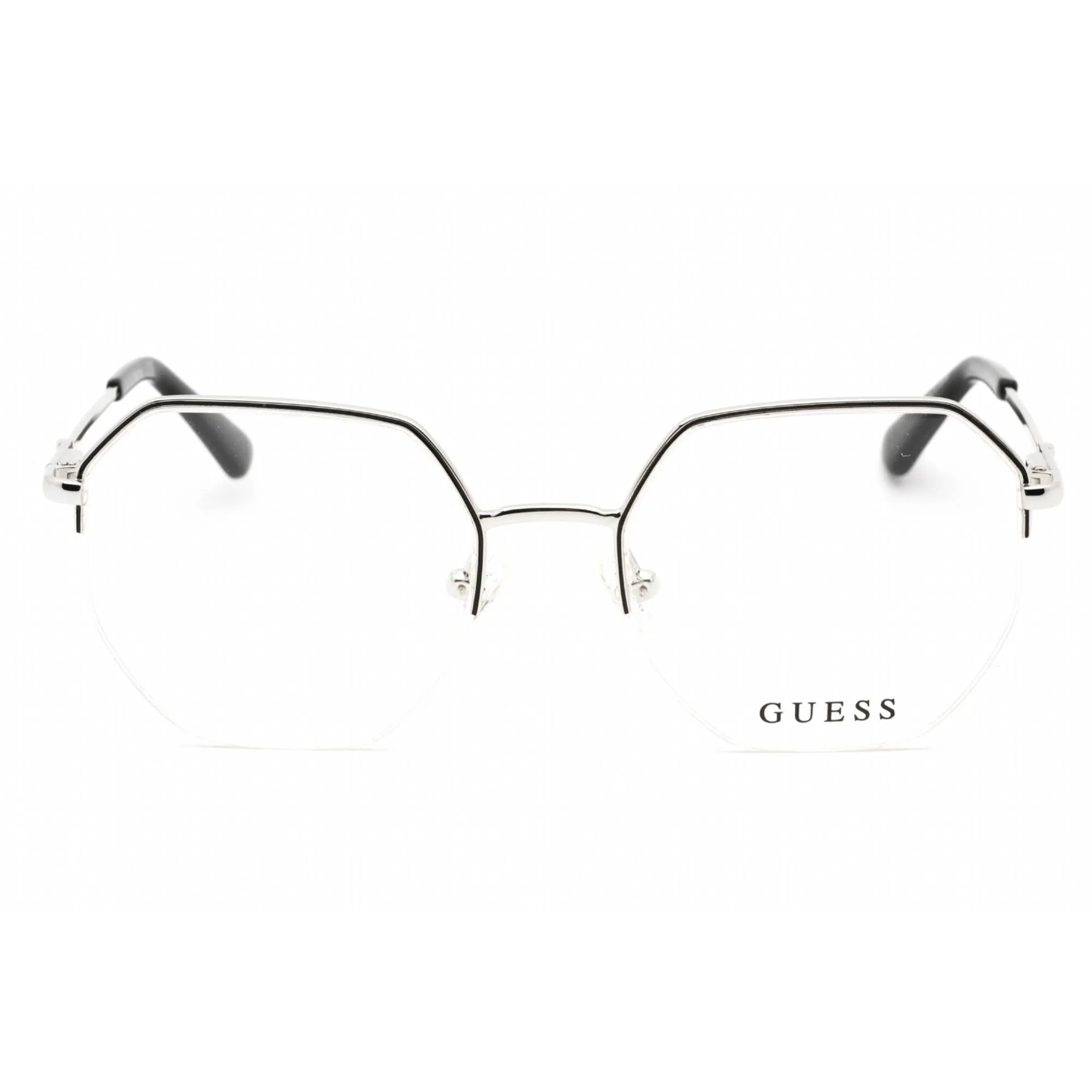 Guess Women's Eyeglasses - Clear Demo Lens Black/Silver Geometric Frame | GU2935 005