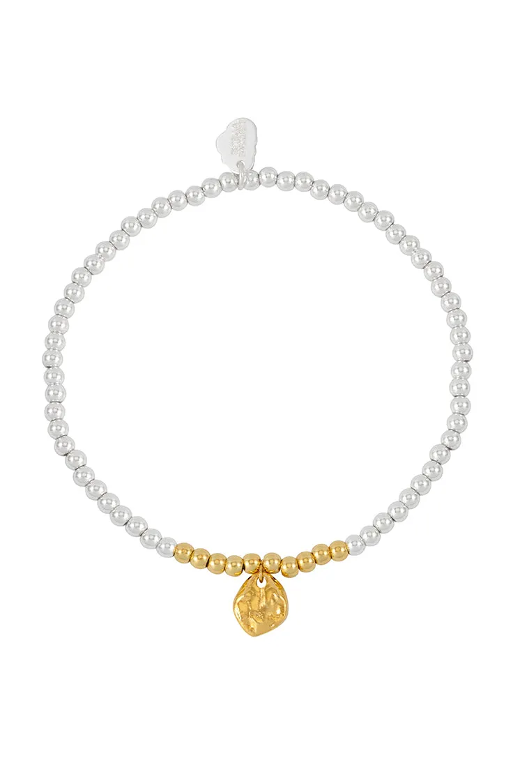 Hammered Charm Beaded Bracelet