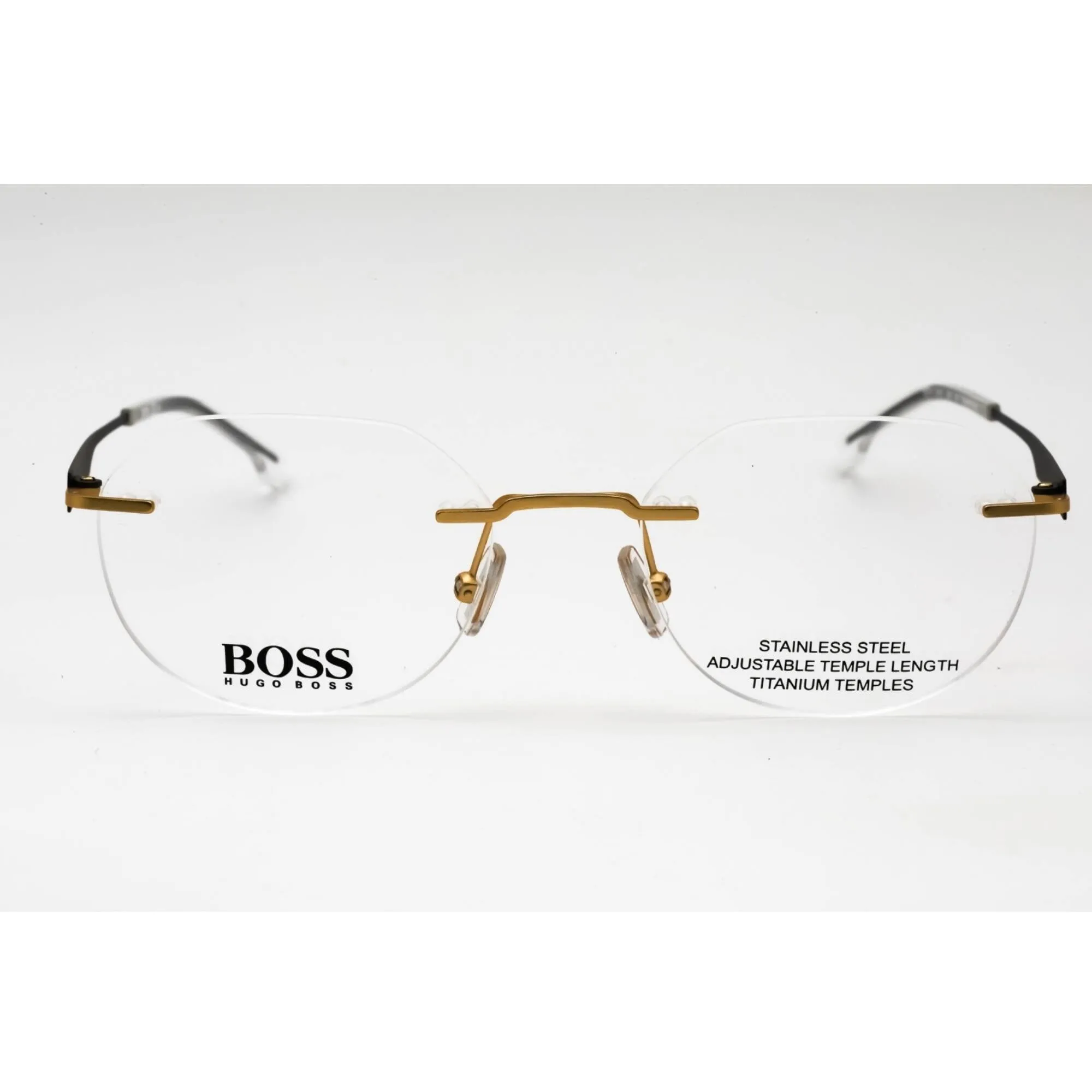 Hugo Boss Men's Eyeglasses - Matte Gold Metal Geometric Rimless | BOSS 1265/D 0AOZ 00