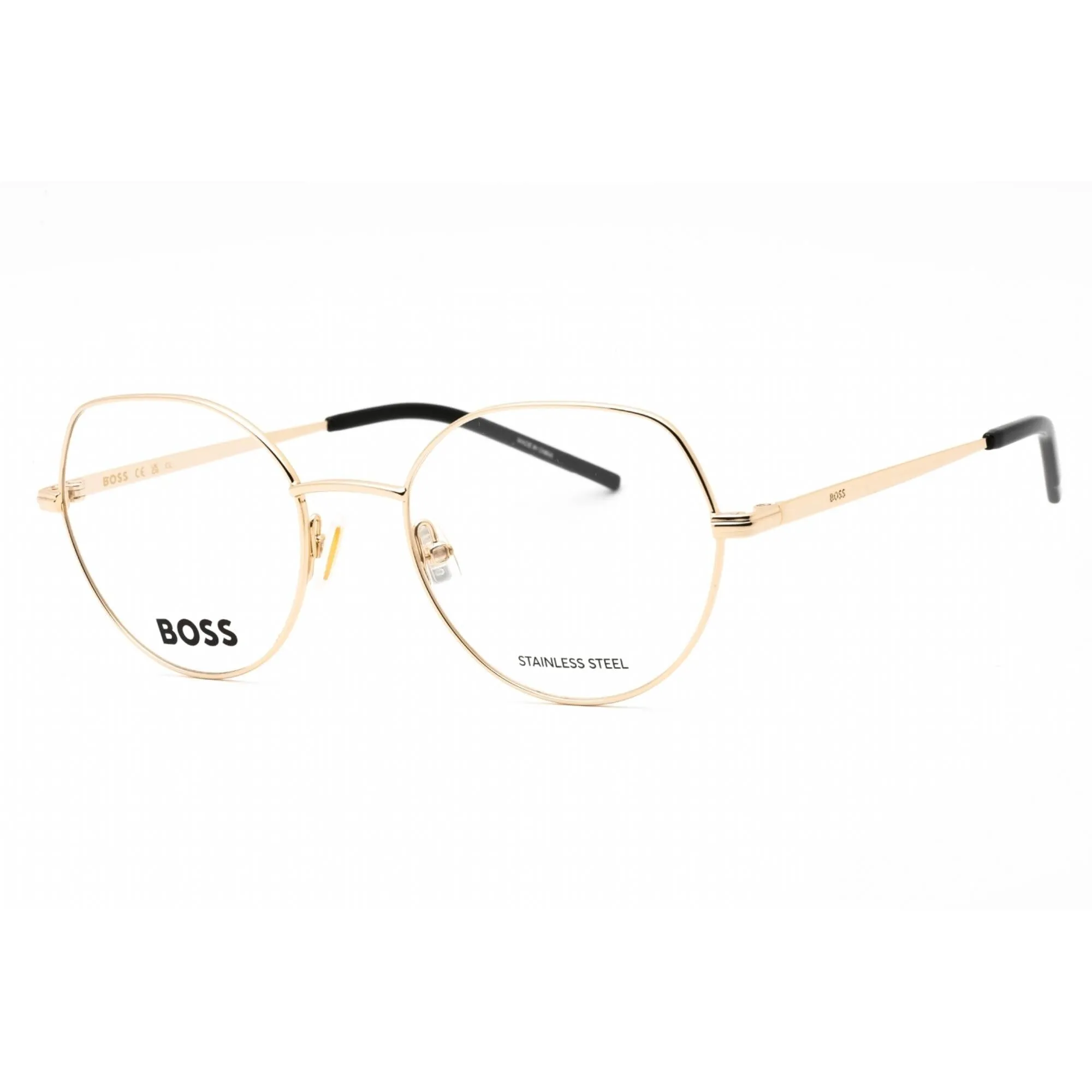 Hugo Boss Women's Eyeglasses - Gold Geometric Metal Full Rim Frame | BOSS 1591 0J5G 00