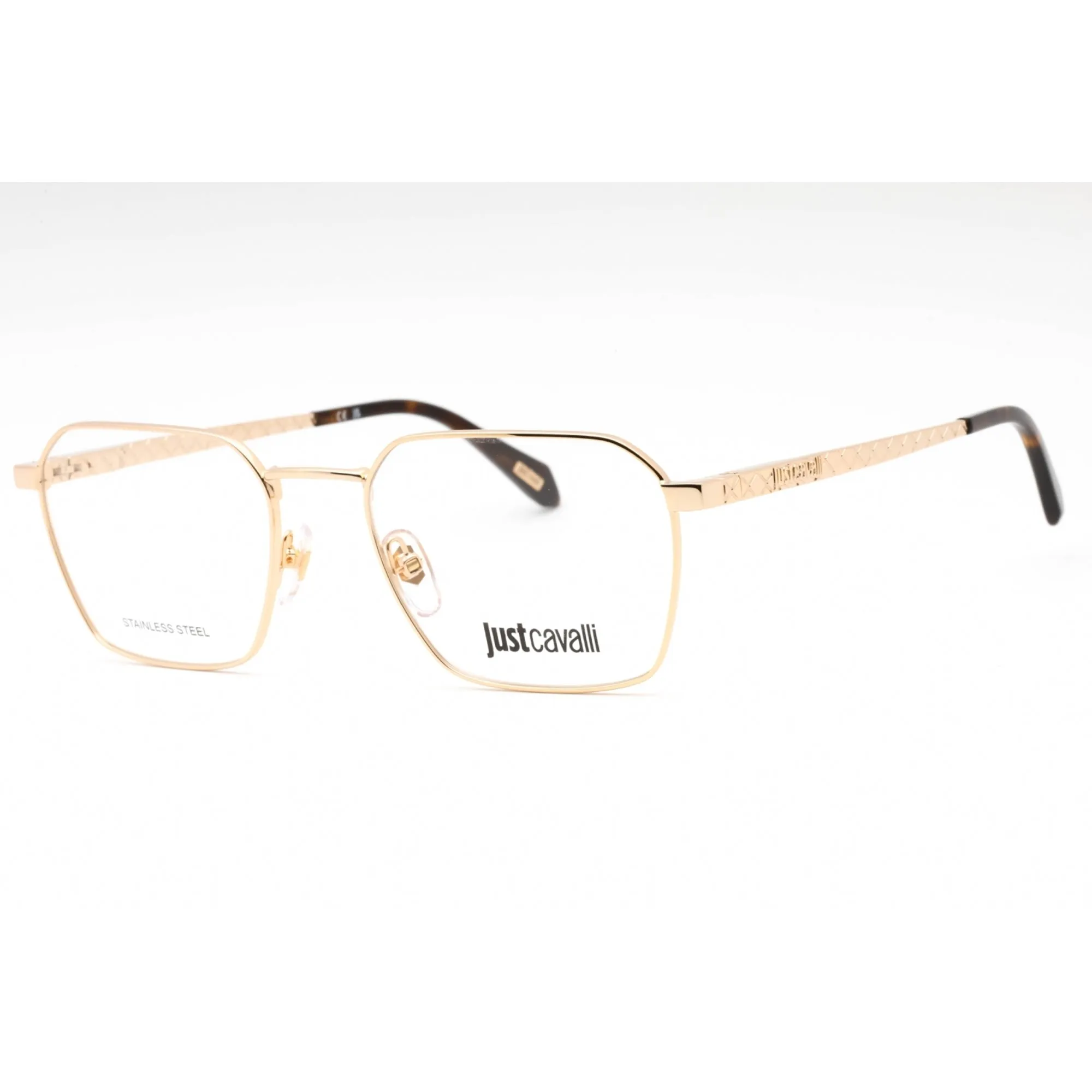 Just Cavalli Men's Eyeglasses - Rose Gold Metal Geometric Full Rim Frame | VJC018 0300