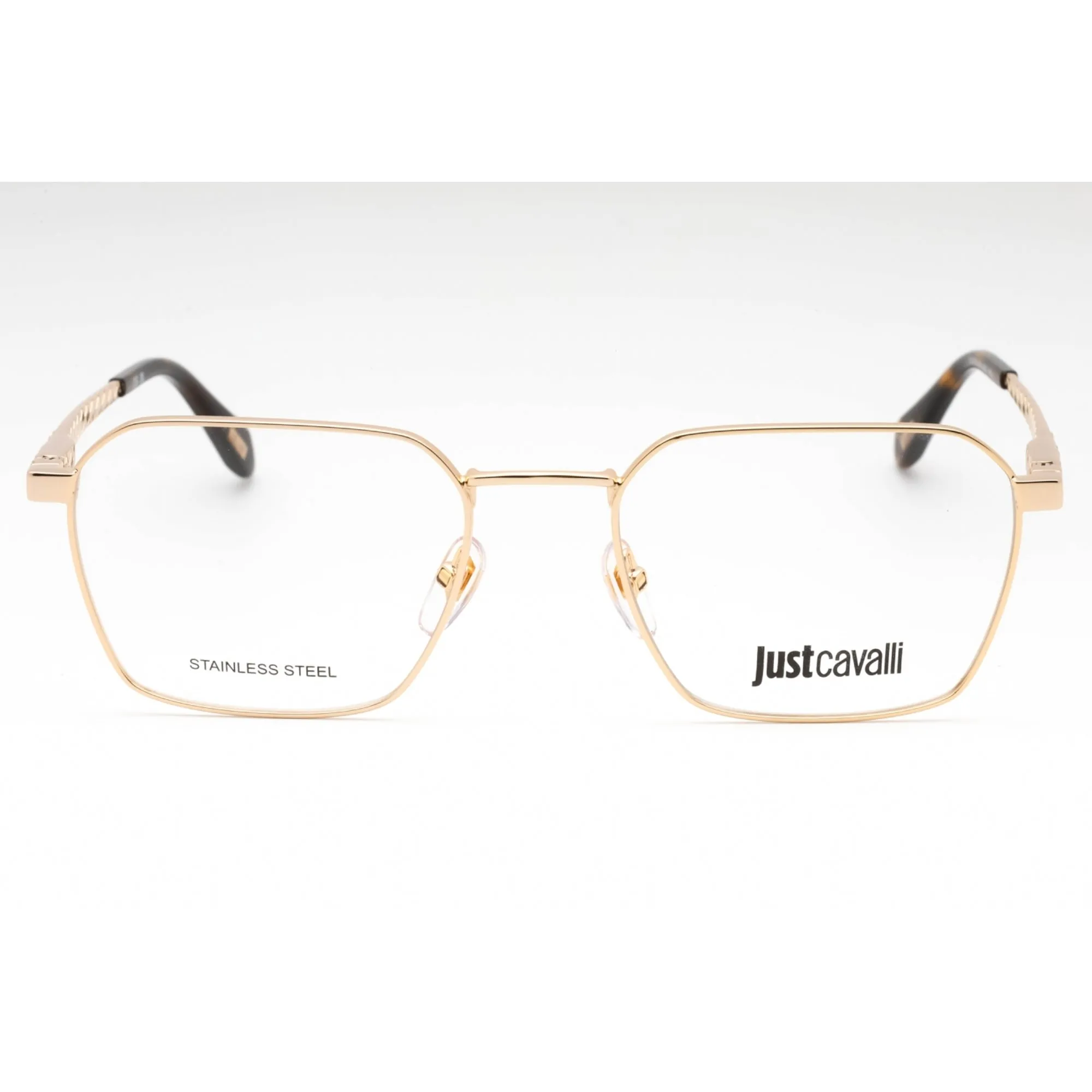 Just Cavalli Men's Eyeglasses - Rose Gold Metal Geometric Full Rim Frame | VJC018 0300