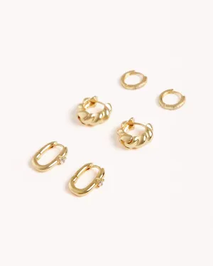 KAYLEE 3 PACK EARRINGS - GOLD PLATED 18K