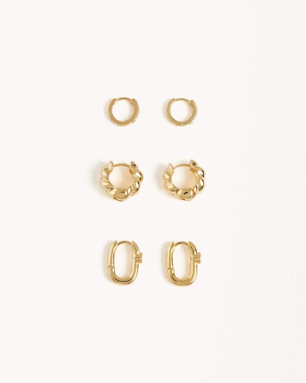 KAYLEE 3 PACK EARRINGS - GOLD PLATED 18K