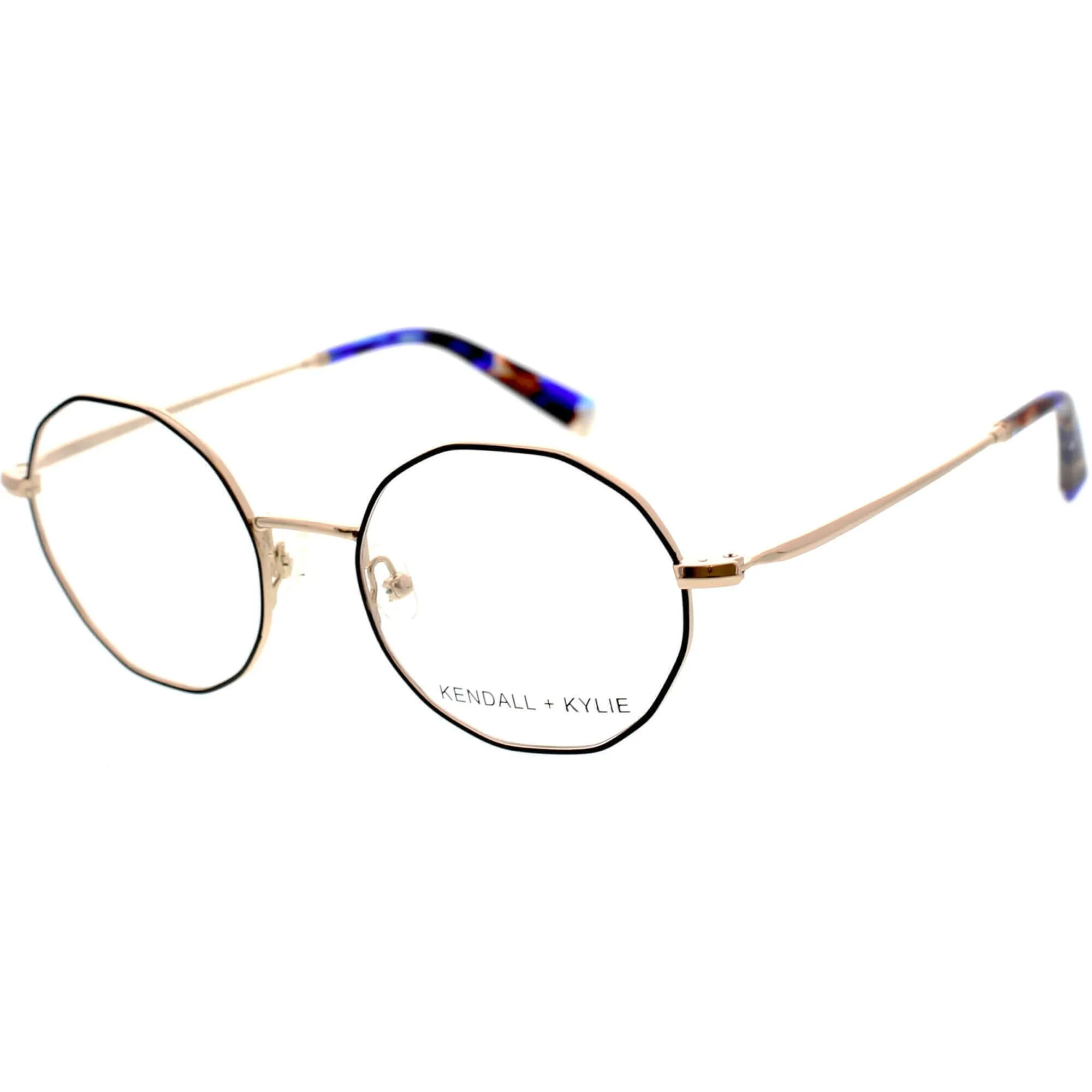 Kendall   Kylie Women's Eyeglasses - Black/Gold Geometric Frame | KKO197 ELENA 001