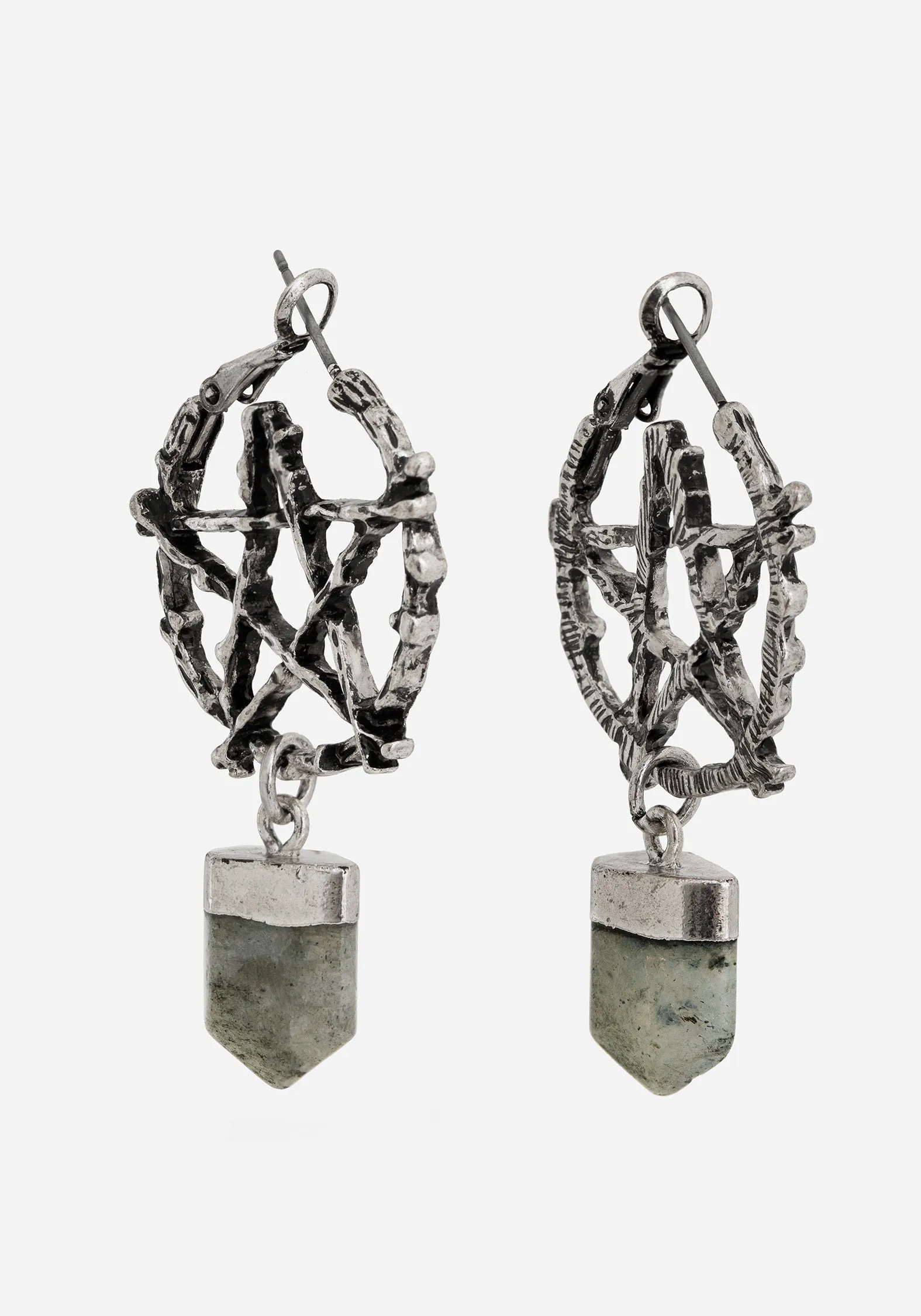 Lauma Pentagram Labradorite Hoop Earrings