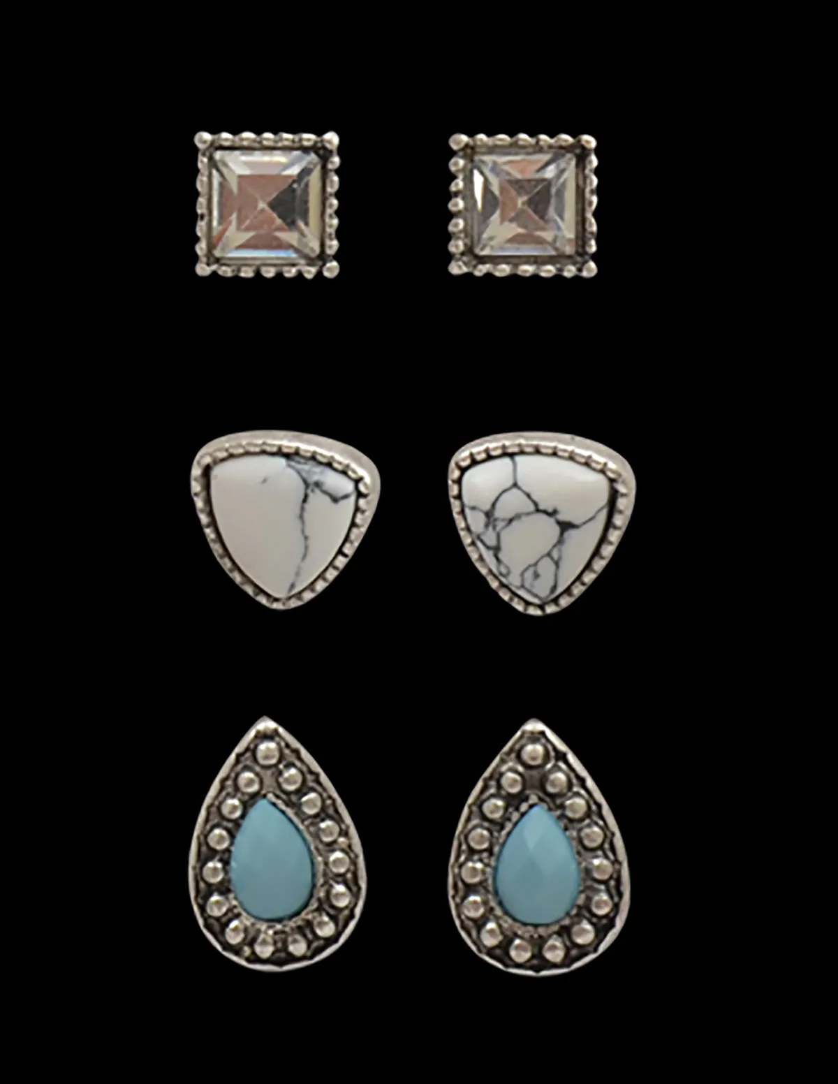 M&F Silver Strike Stud Earrings 3 pieces DE021SBTQ