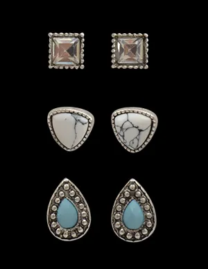 M&F Silver Strike Stud Earrings 3 pieces DE021SBTQ