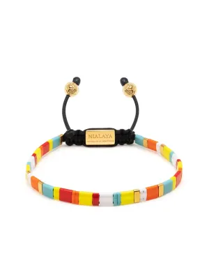 Men's Bracelet with Mixed Colors and Gold Miyuki Tila Beads