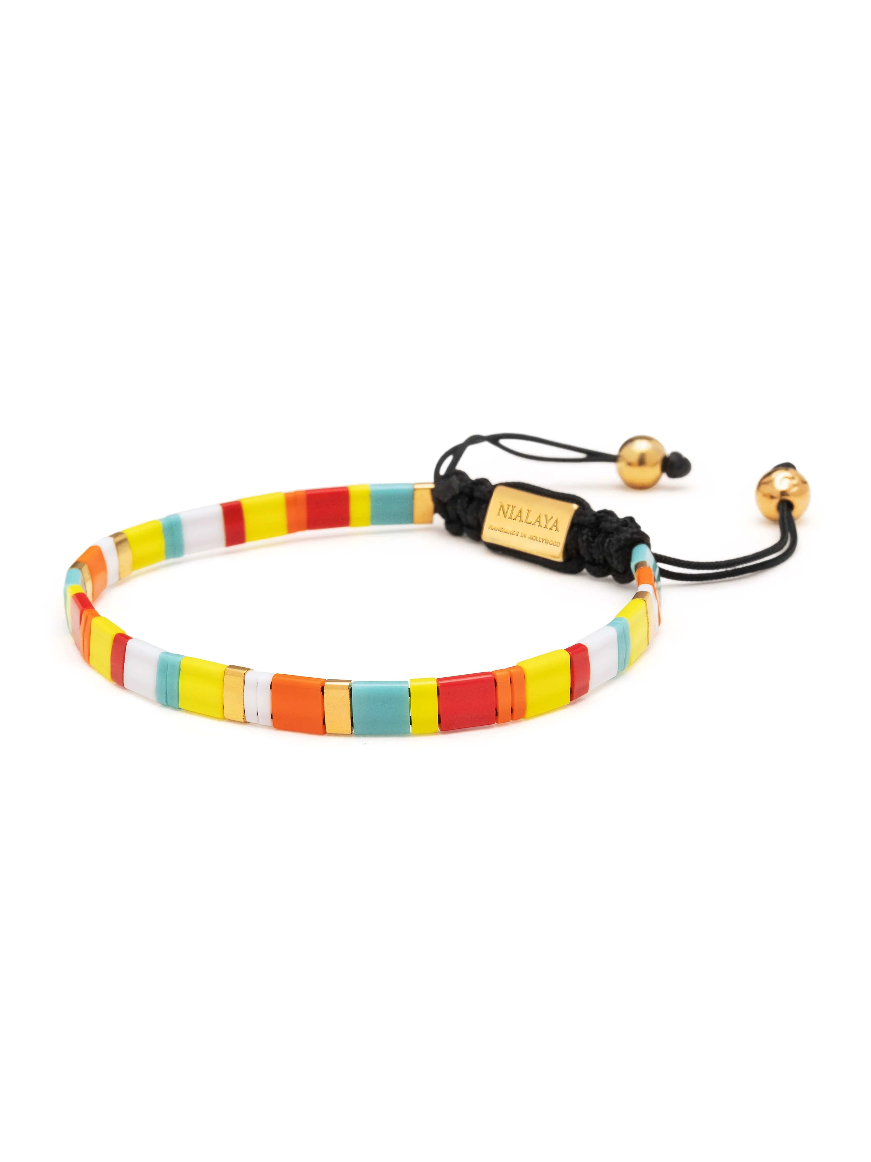 Men's Bracelet with Mixed Colors and Gold Miyuki Tila Beads