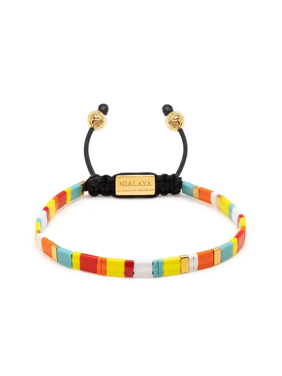 Men's Bracelet with Mixed Colors and Gold Miyuki Tila Beads