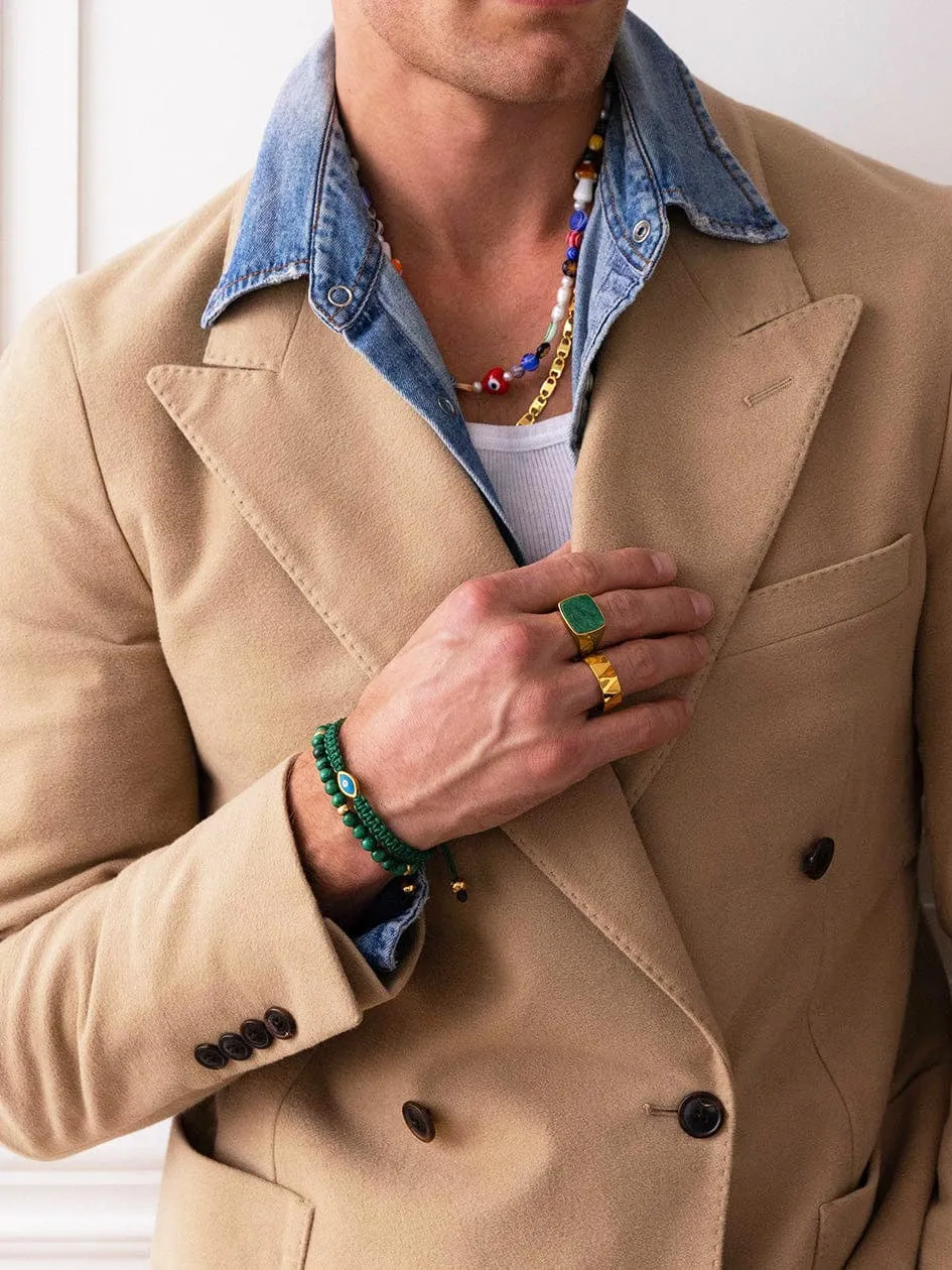 Men's Gold Signet Ring with African Turquoise