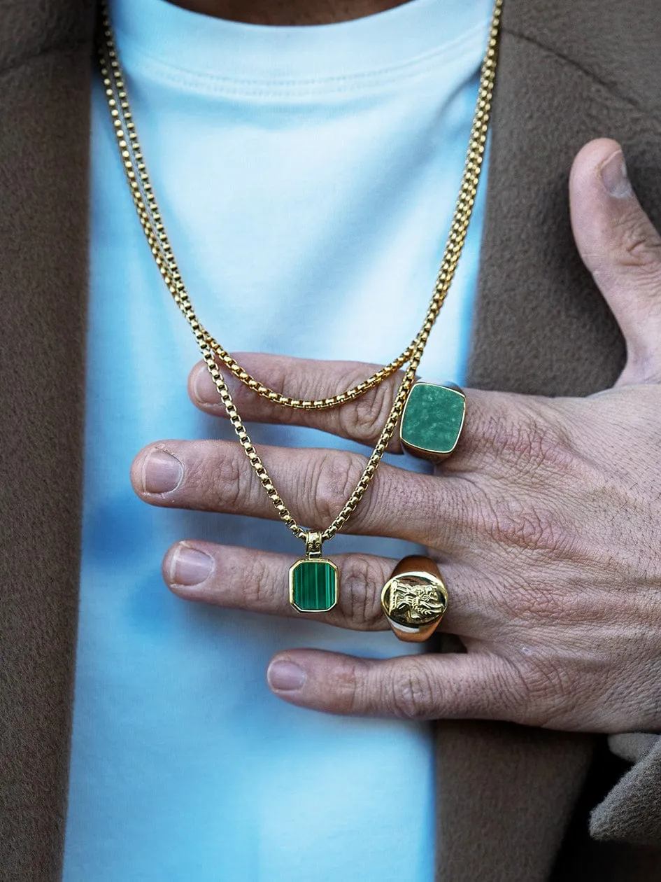 Men's Gold Signet Ring with African Turquoise