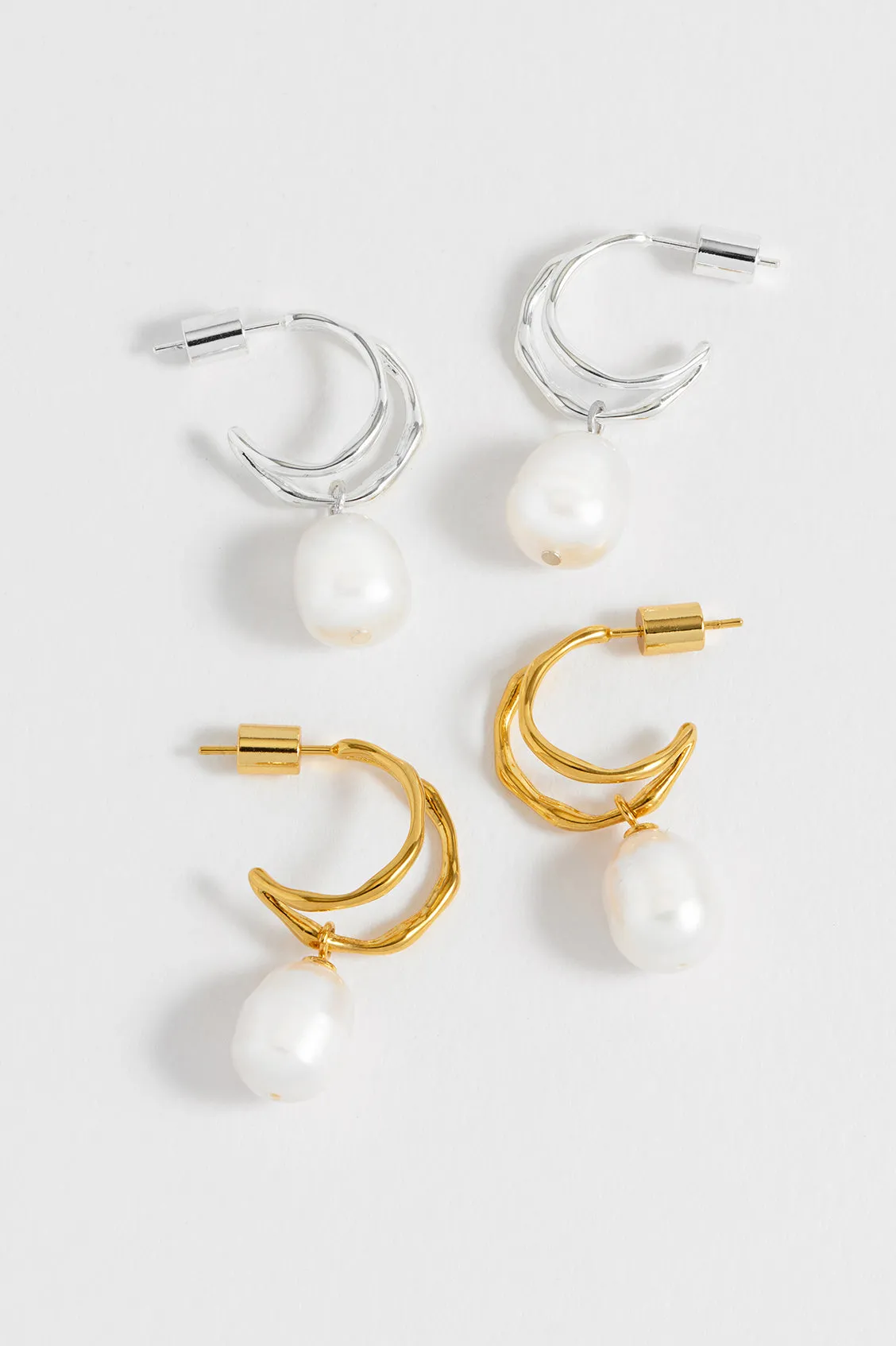 Molton Pearl Double Hoop Earrings