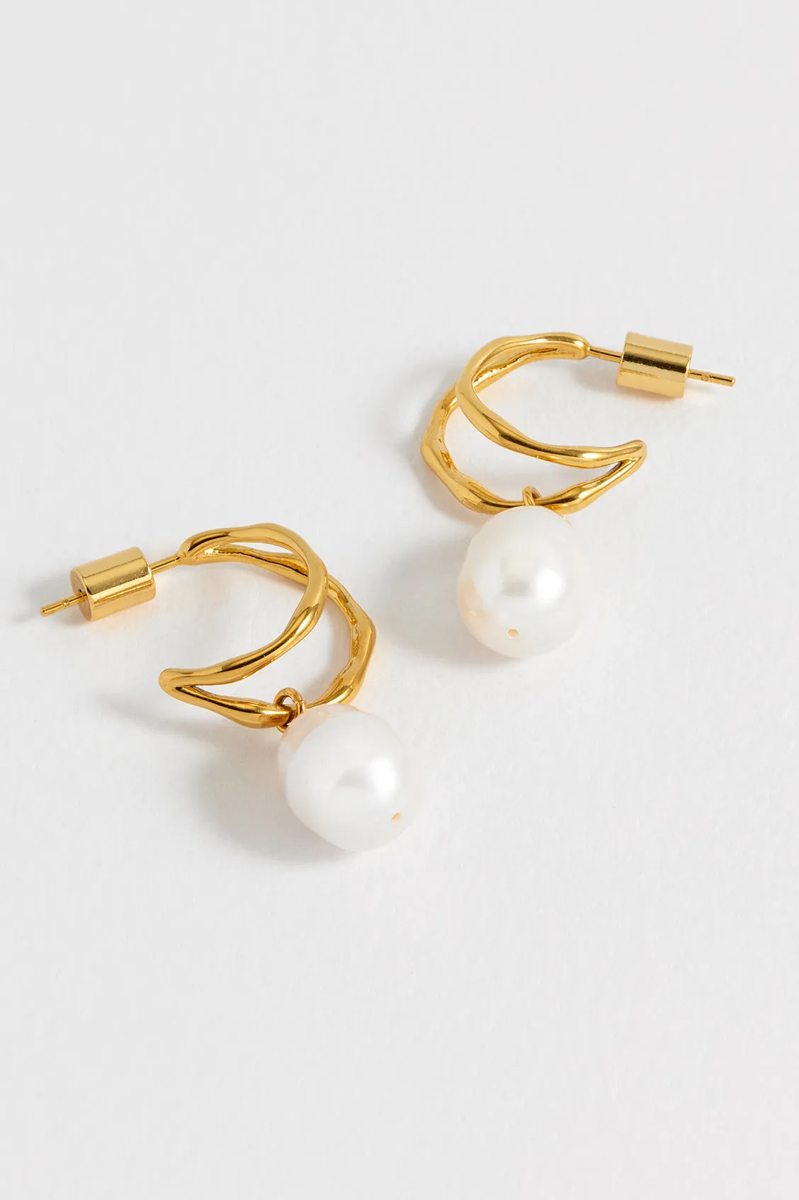 Molton Pearl Double Hoop Earrings