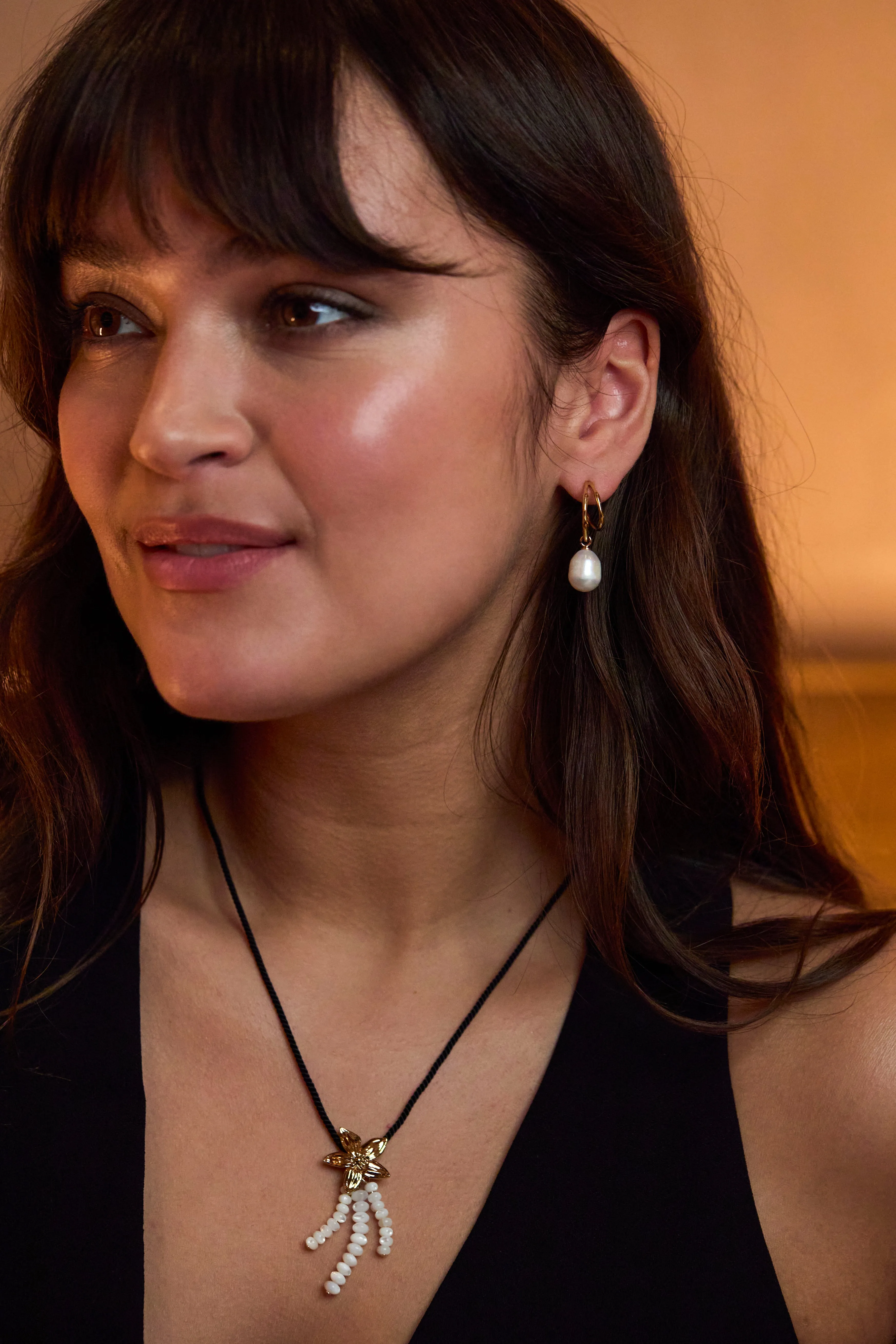 Molton Pearl Double Hoop Earrings