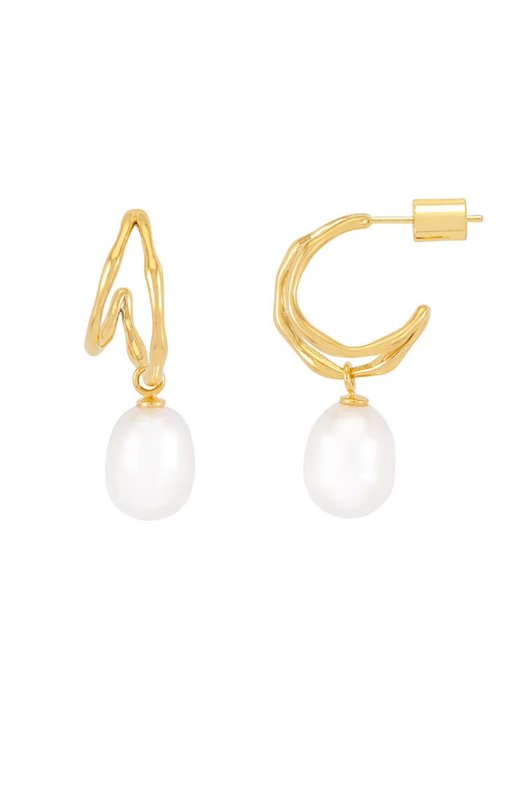 Molton Pearl Double Hoop Earrings