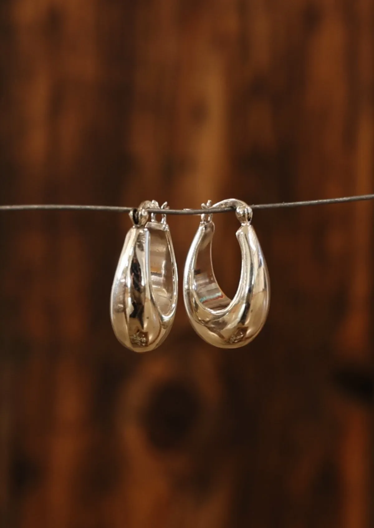 Moon Glow Hoop Silver Earrings