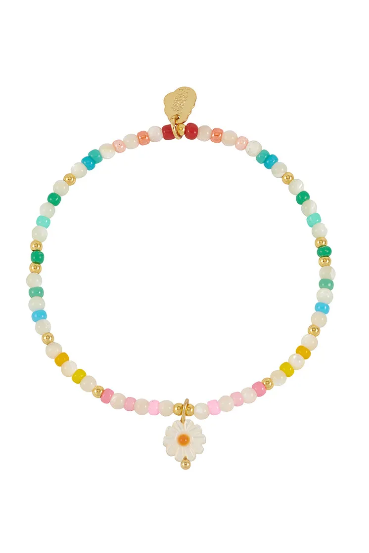 Multi Gemstone Shell Flower Bracelet
