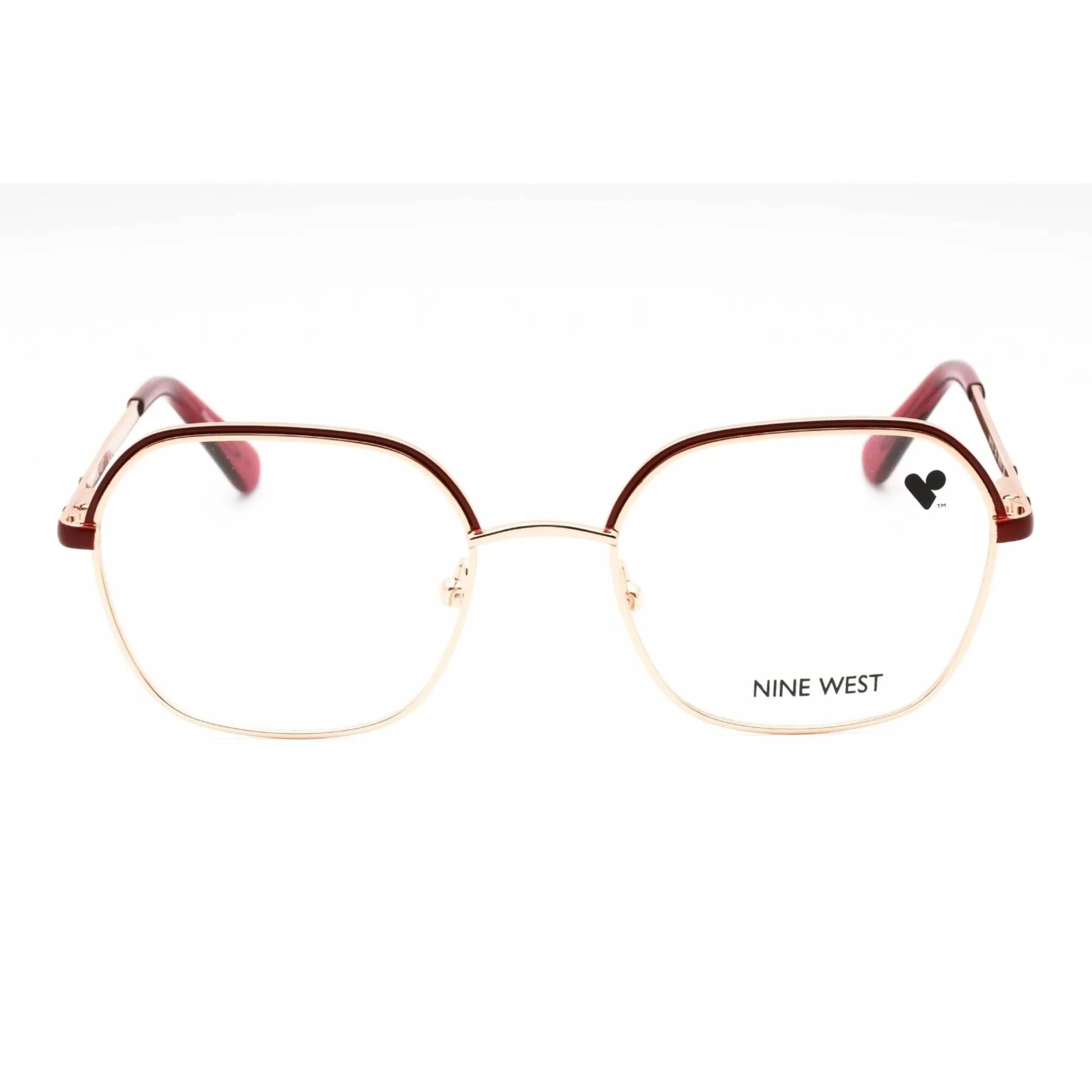 Nine West Women's Eyeglasses - Burgundy/Rose Gold Geometric Metal Frame | NW1103 602