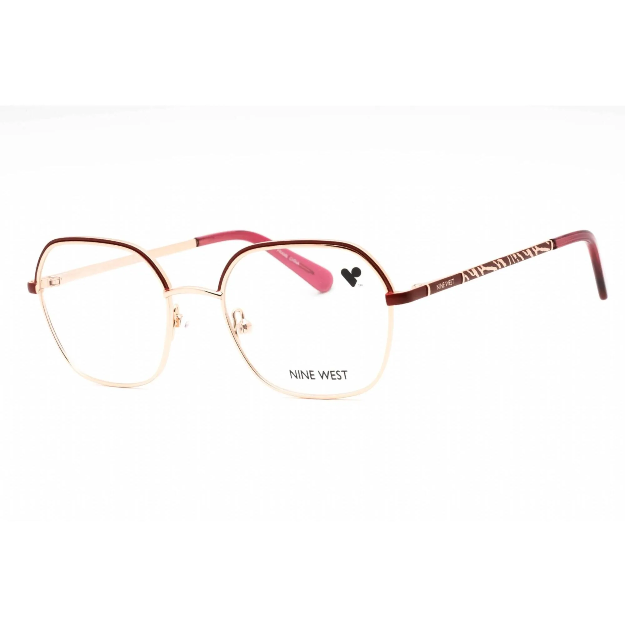 Nine West Women's Eyeglasses - Burgundy/Rose Gold Geometric Metal Frame | NW1103 602