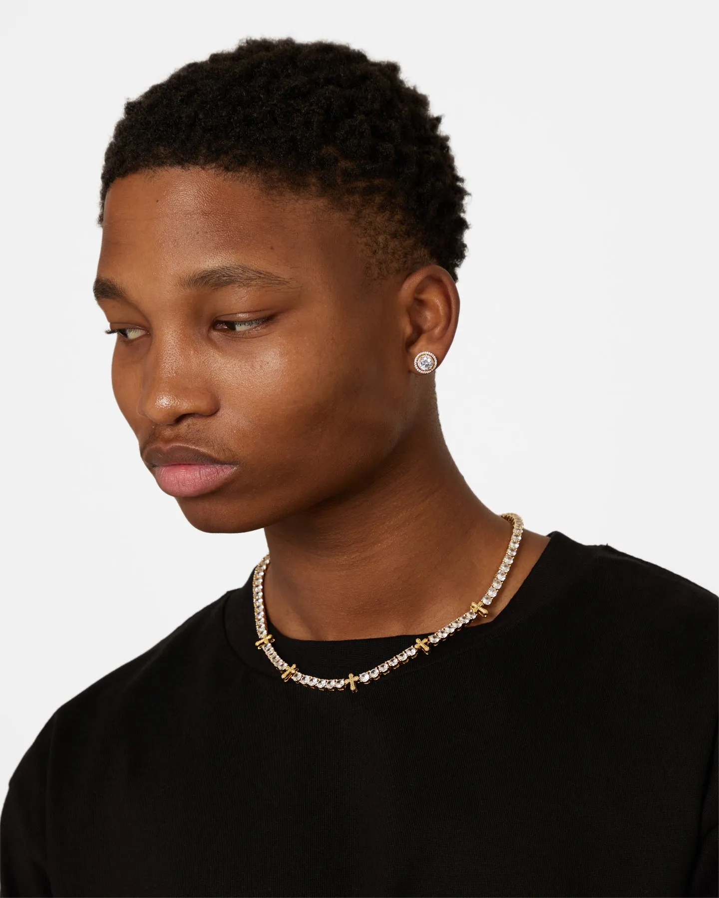 NXS Anthrope Earrings Iced Gold