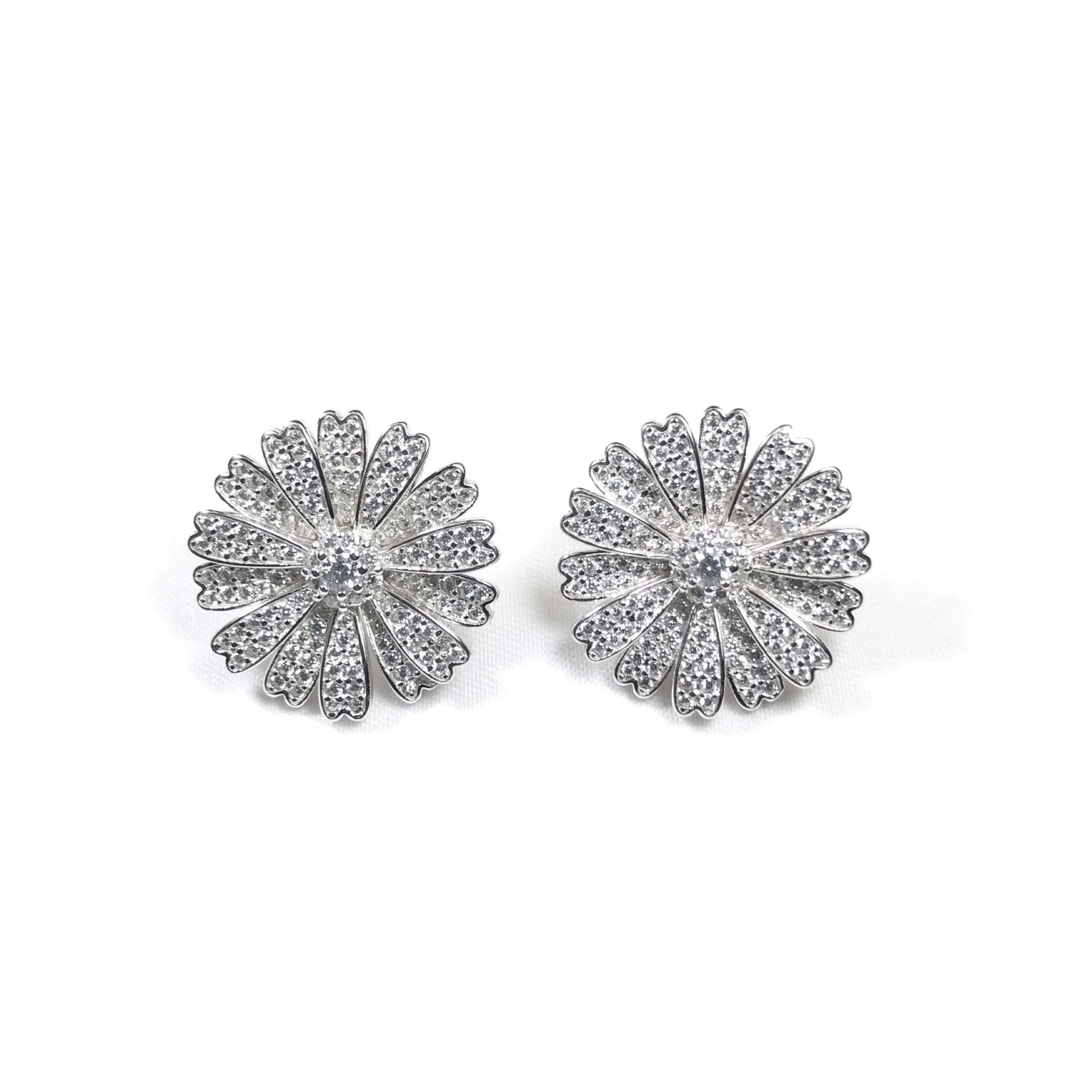 Pave Flower Petal Earrings