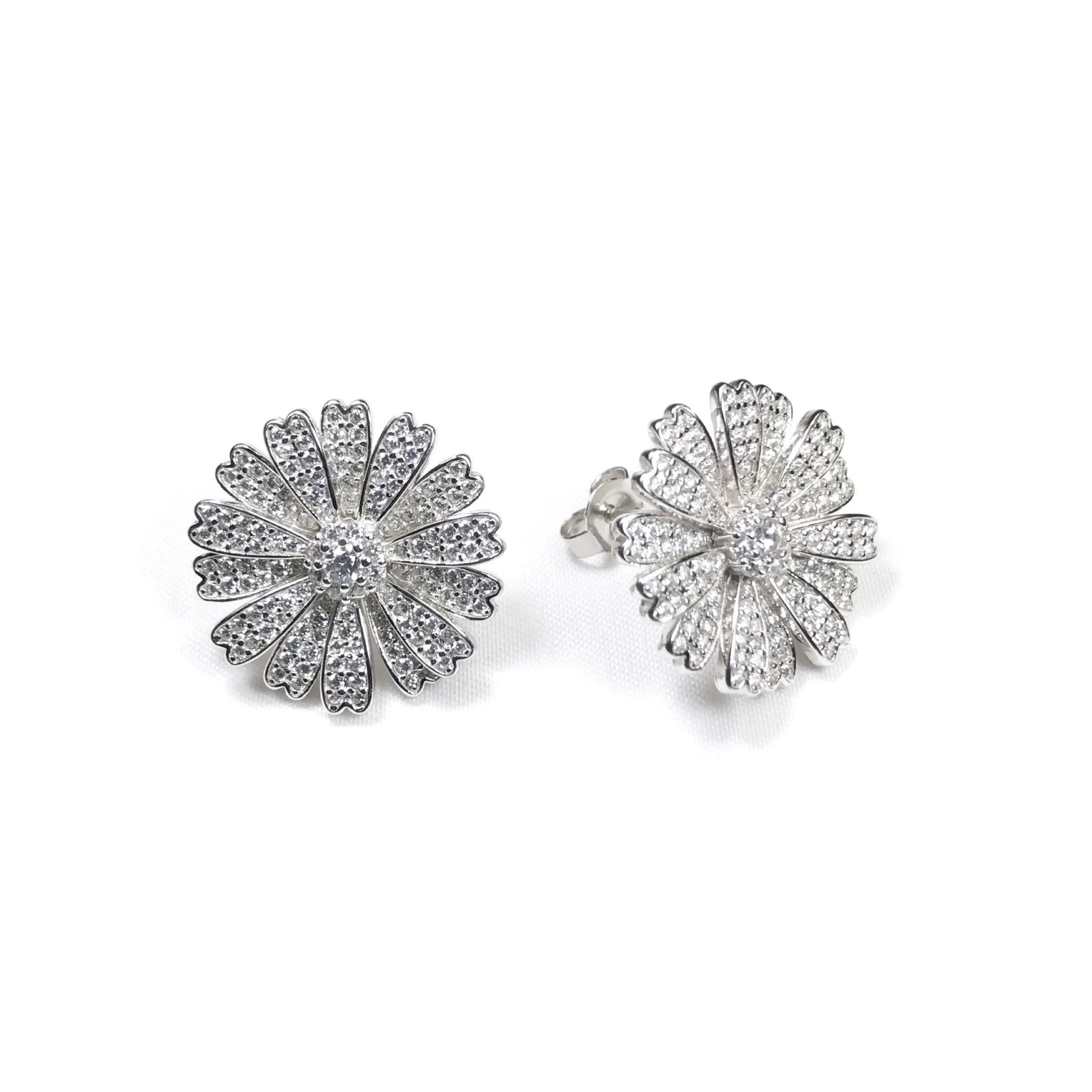 Pave Flower Petal Earrings