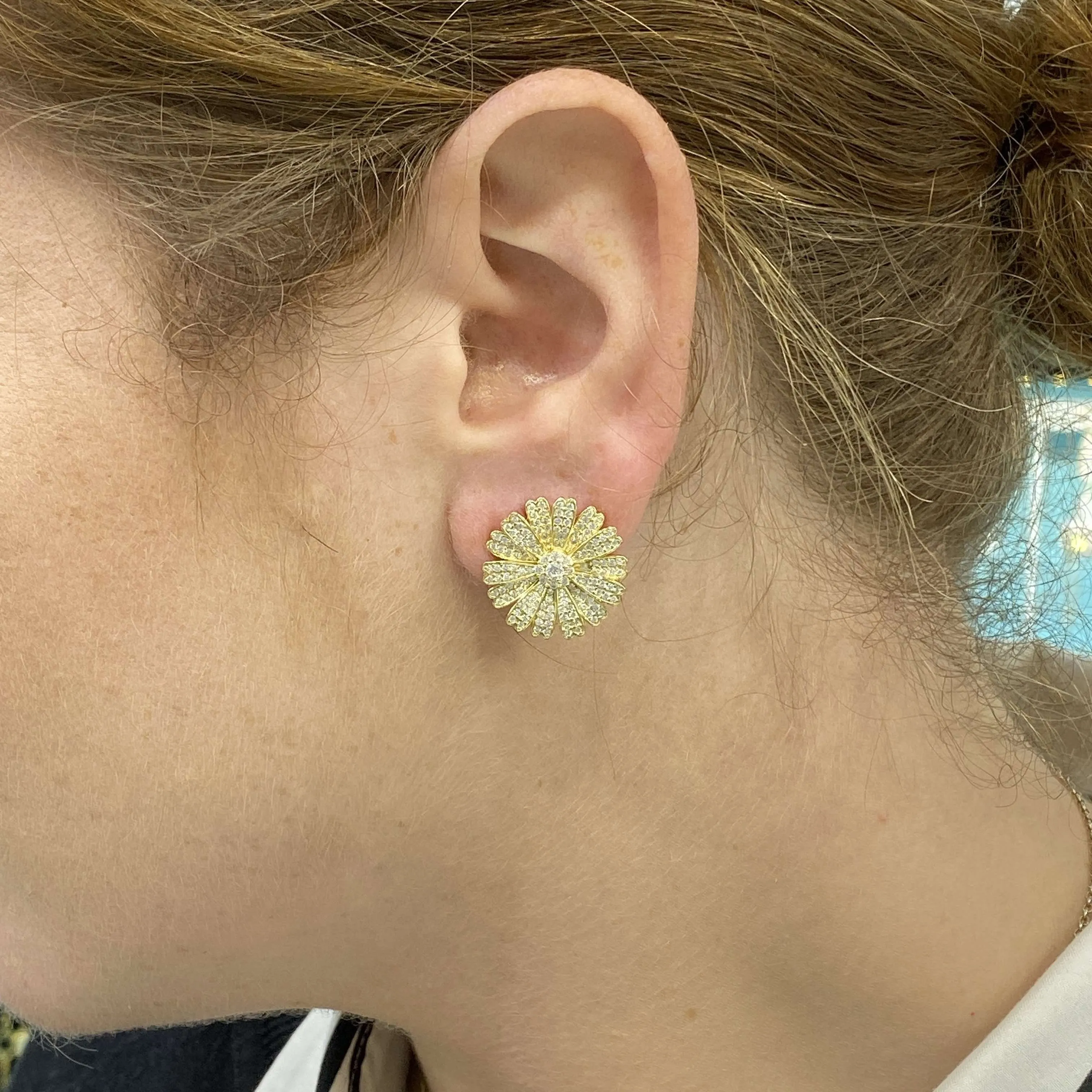 Pave Flower Petal Earrings
