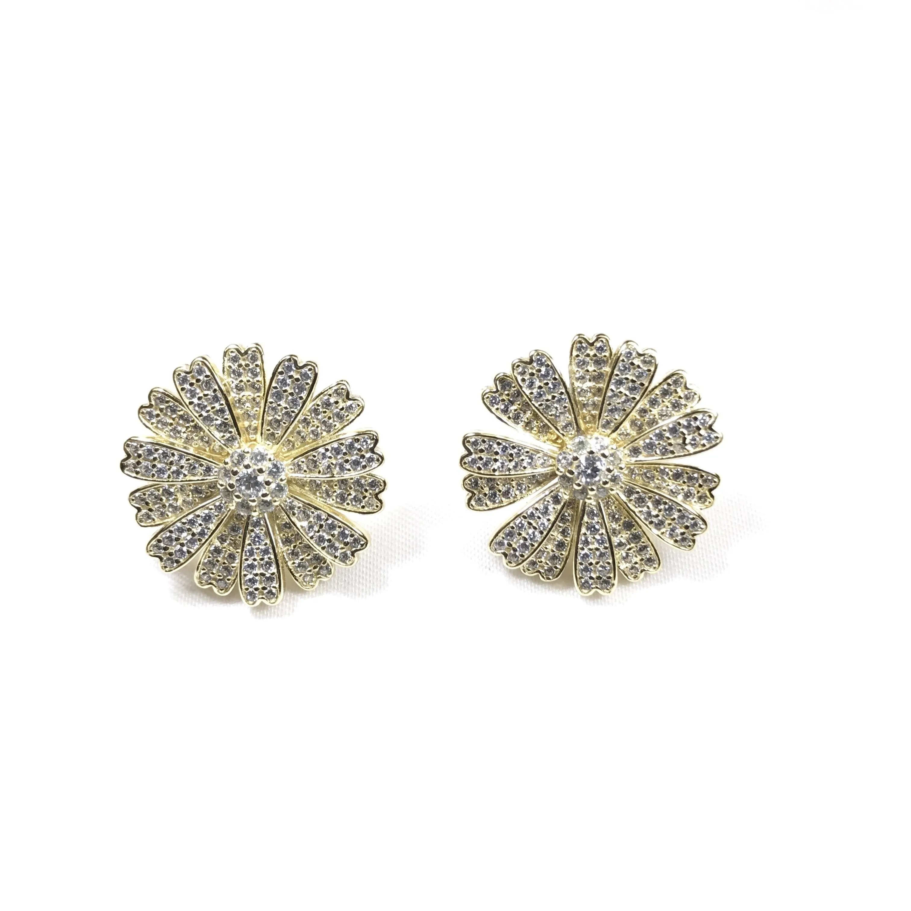Pave Flower Petal Earrings
