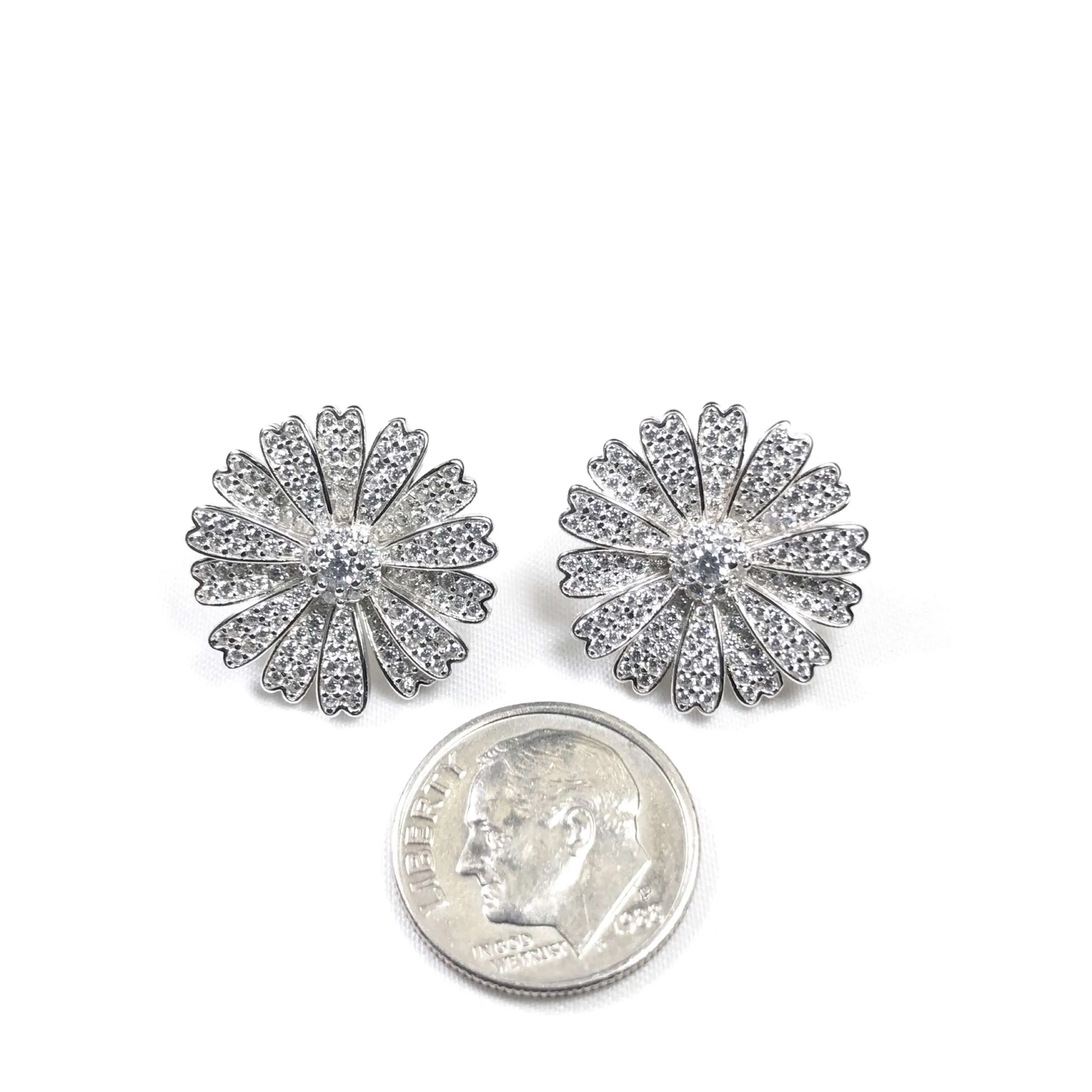 Pave Flower Petal Earrings