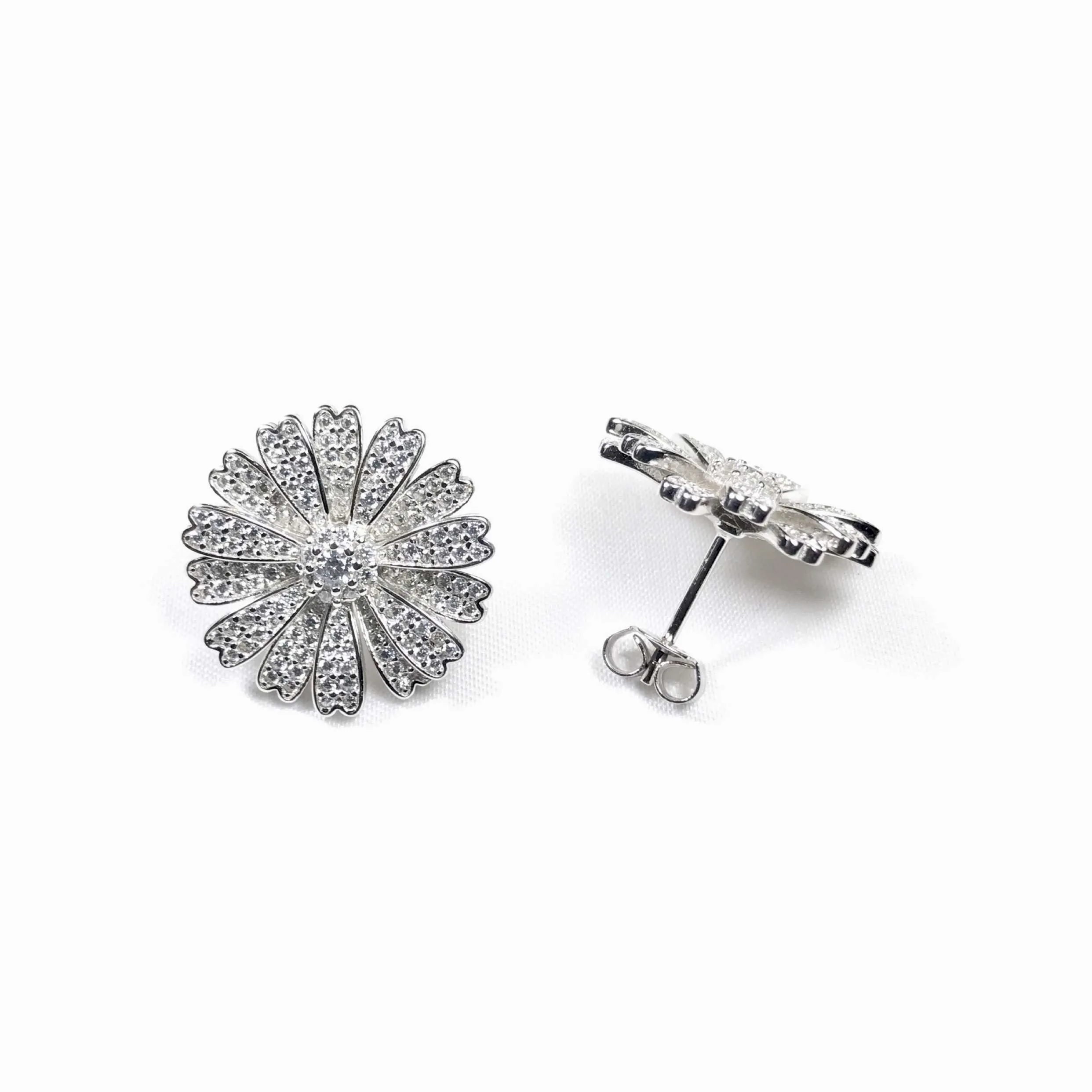 Pave Flower Petal Earrings