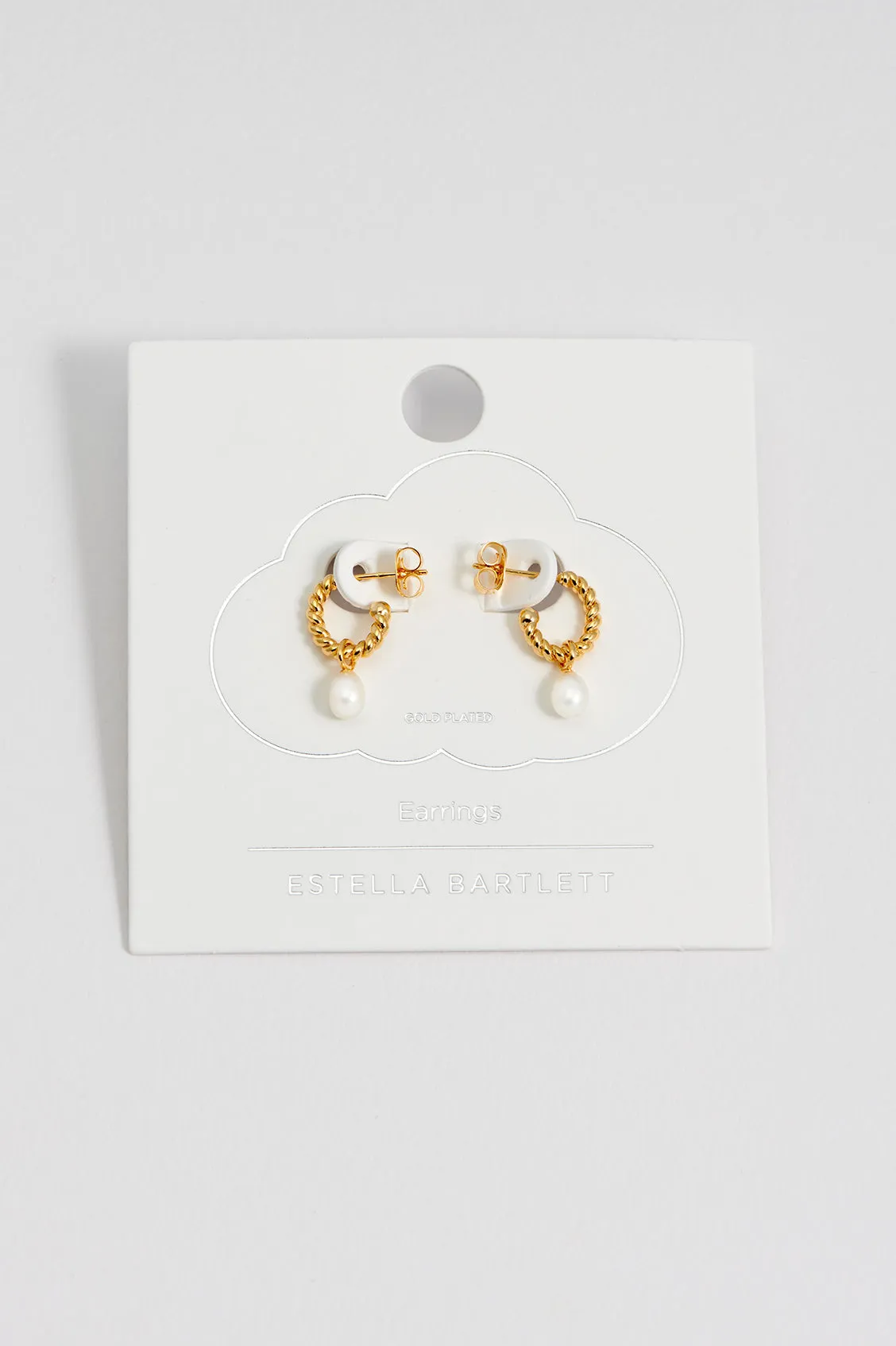 Pearl Drop And Twist Hoop Earrings