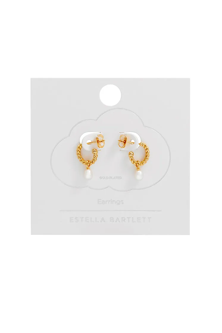 Pearl Drop And Twist Hoop Earrings