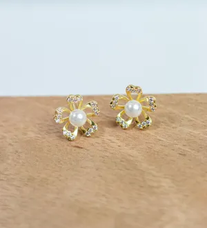Pearl Petals Stud Earrings