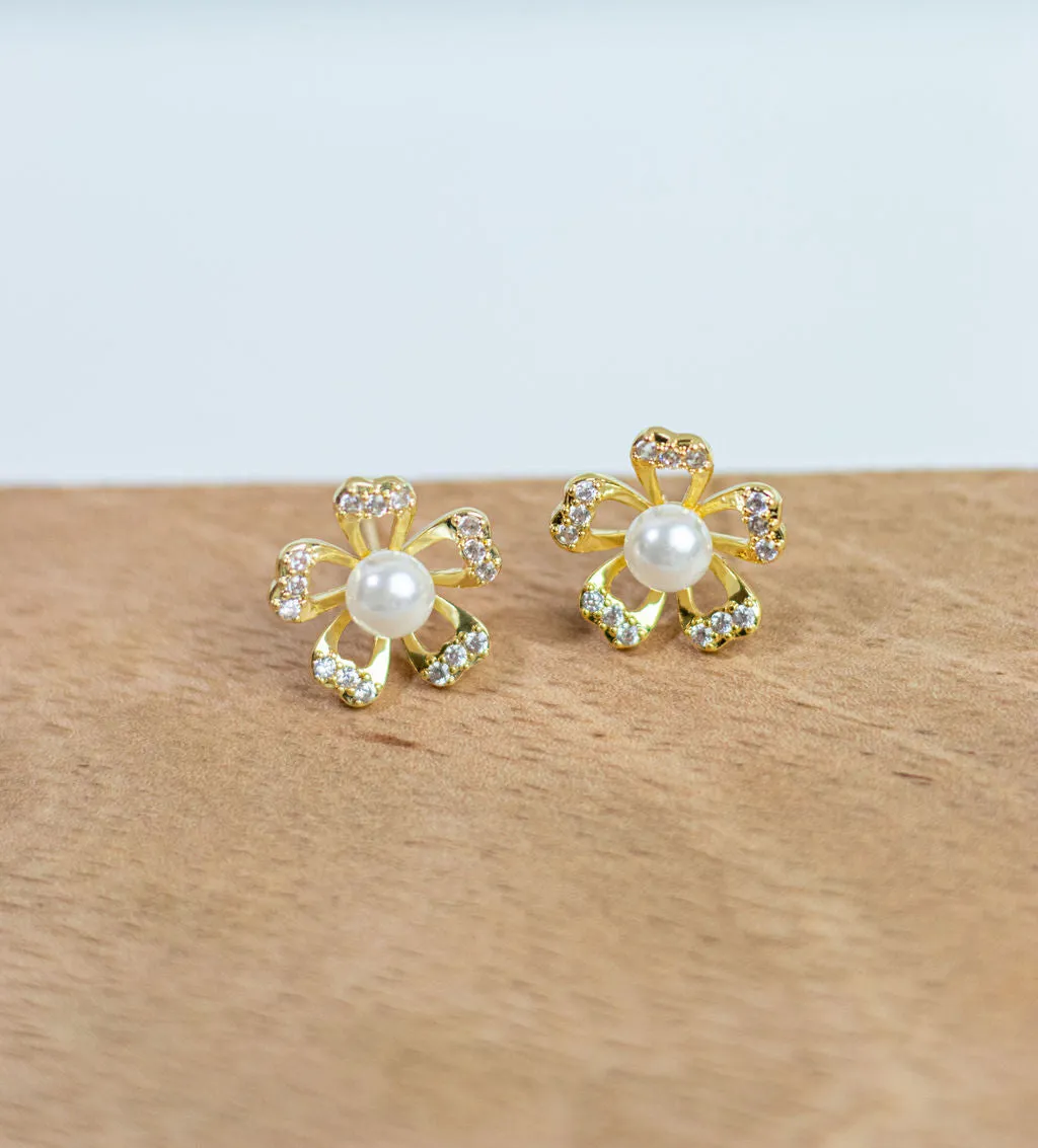 Pearl Petals Stud Earrings