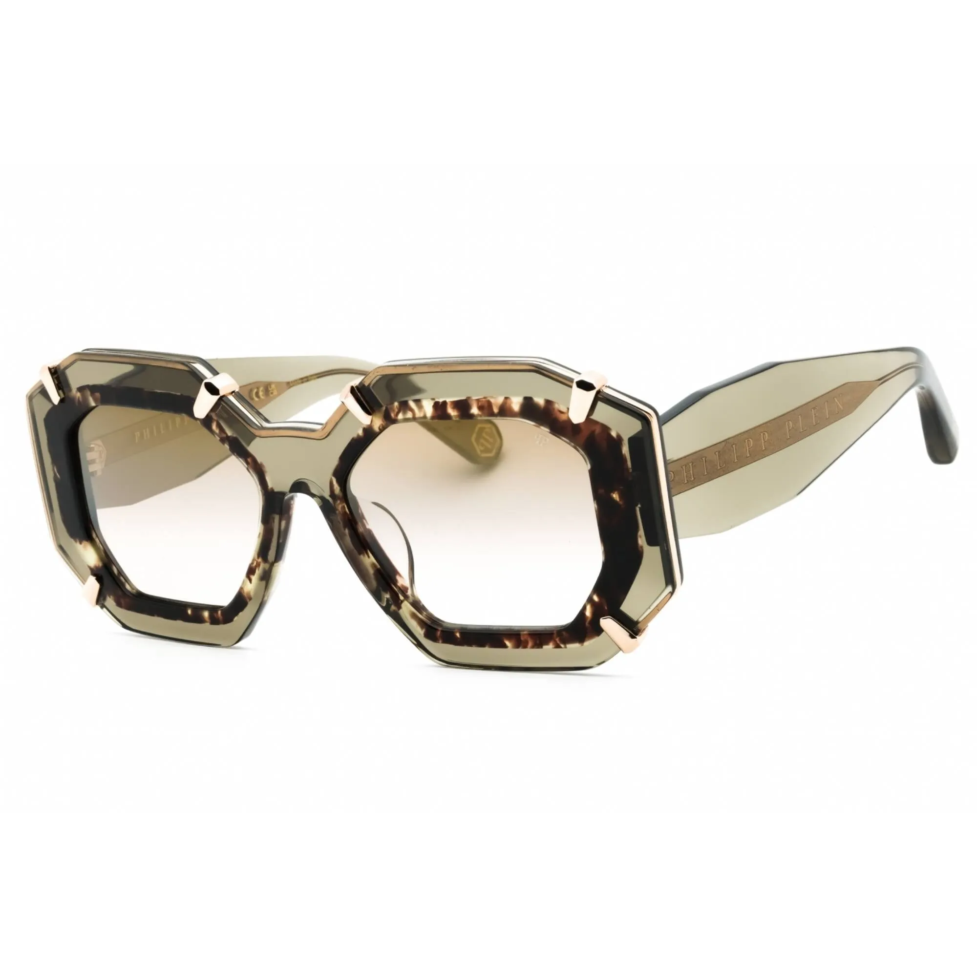 Philipp Plein Women's Sunglasses - Gloss Transparent Green Full Rim | SPP098V G61G