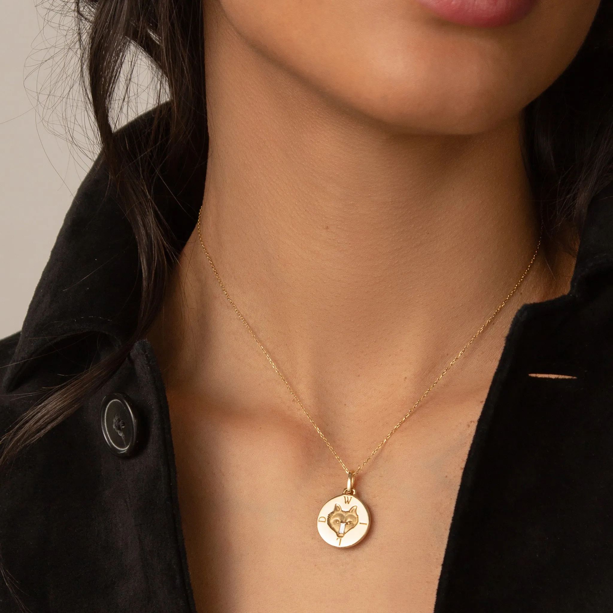 "Wild" Wolf 18K Gold Intaglio Charm