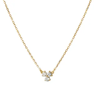 Reclaimed 18k Yellow Gold and Baguette Diamond Necklace, 3 Diamonds