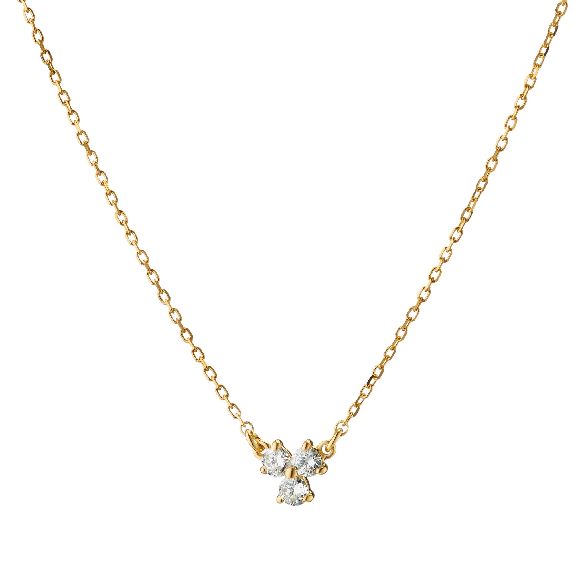 Reclaimed 18k Yellow Gold and Baguette Diamond Necklace, 3 Diamonds