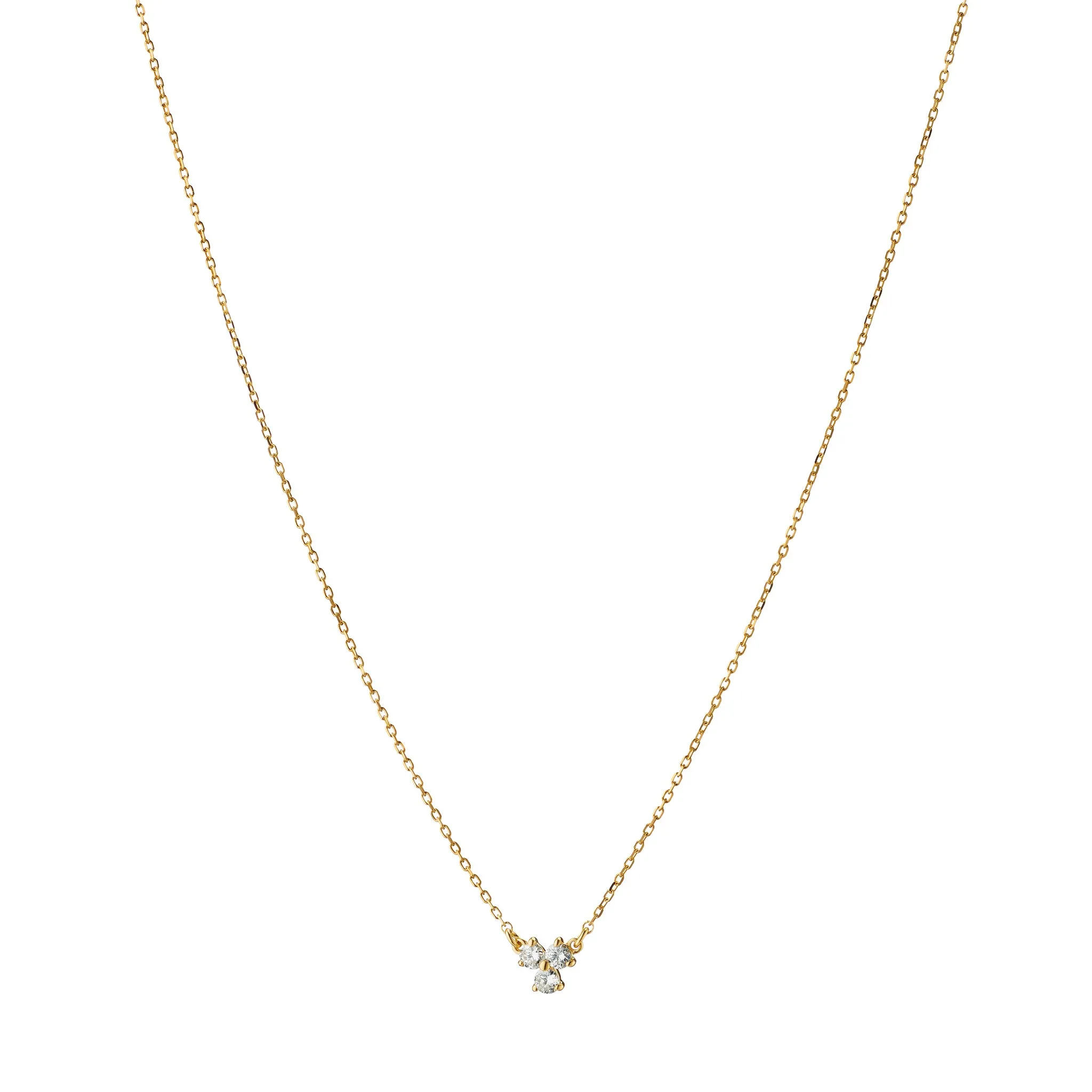 Reclaimed 18k Yellow Gold and Baguette Diamond Necklace, 3 Diamonds