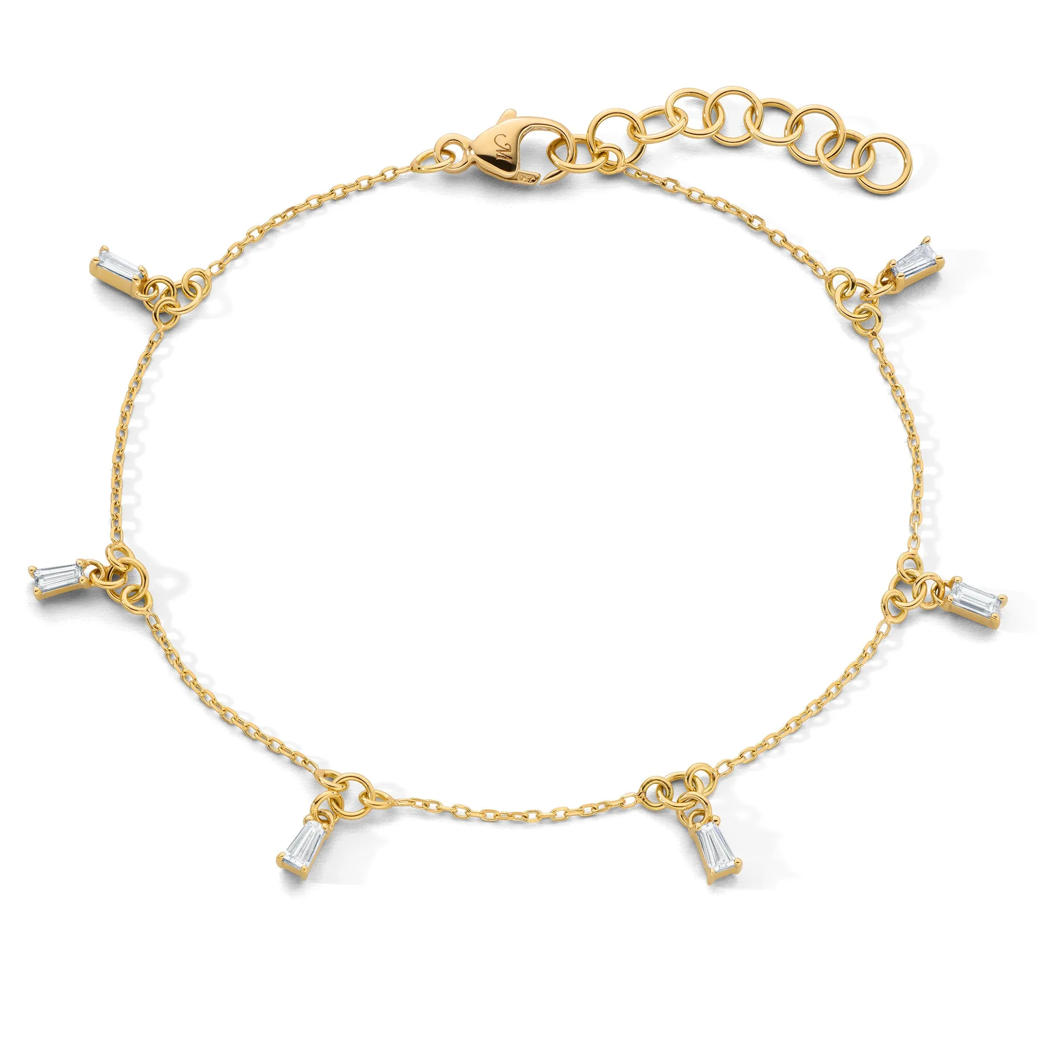 Reclaimed 18k Yellow Gold Bracelet with 6 Baguette Diamonds
